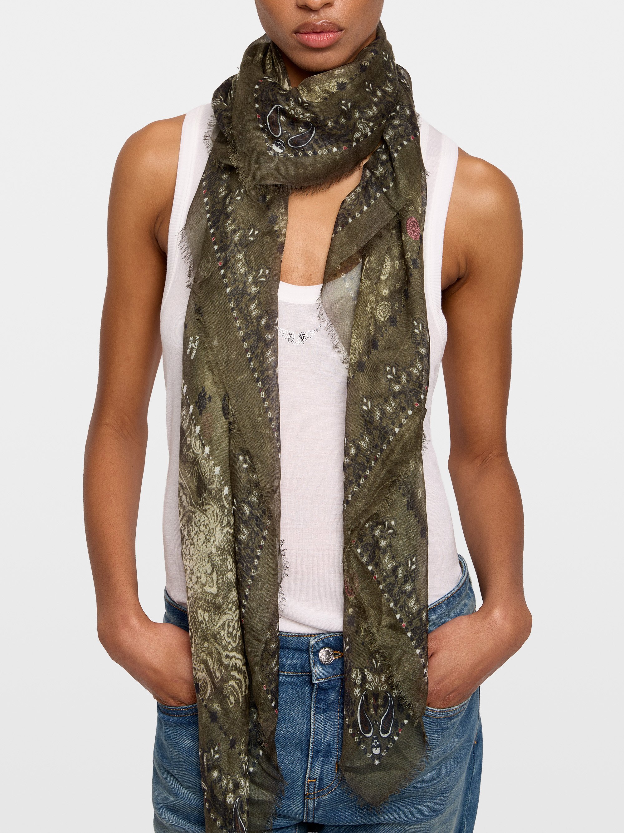 Foulard imprimé bandana kerry ZADIG&VOLTAIRE Vert