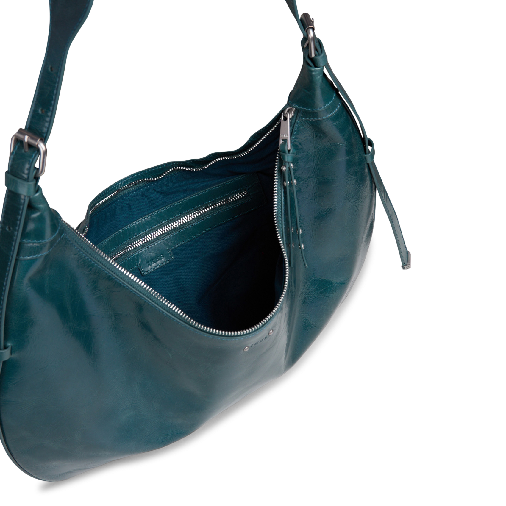 Sac demi-lune zippé en cuir glacé allane m IKKS Vert