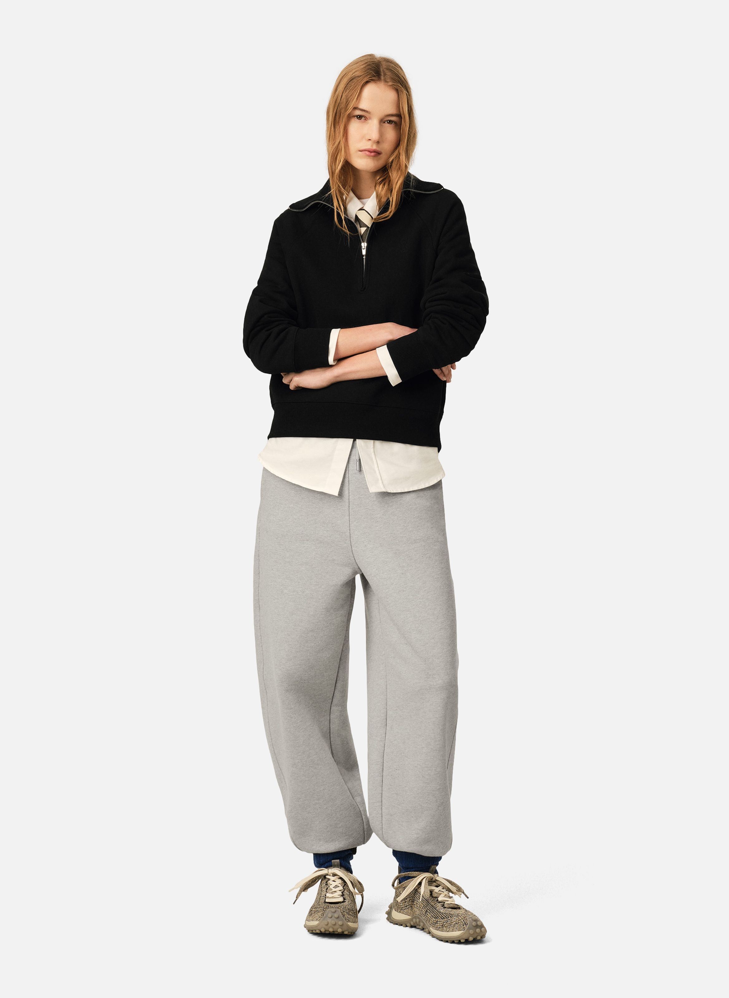 Sweatshirt zippé unisexe en coton ami de coeur embossé AMI PARIS Noir