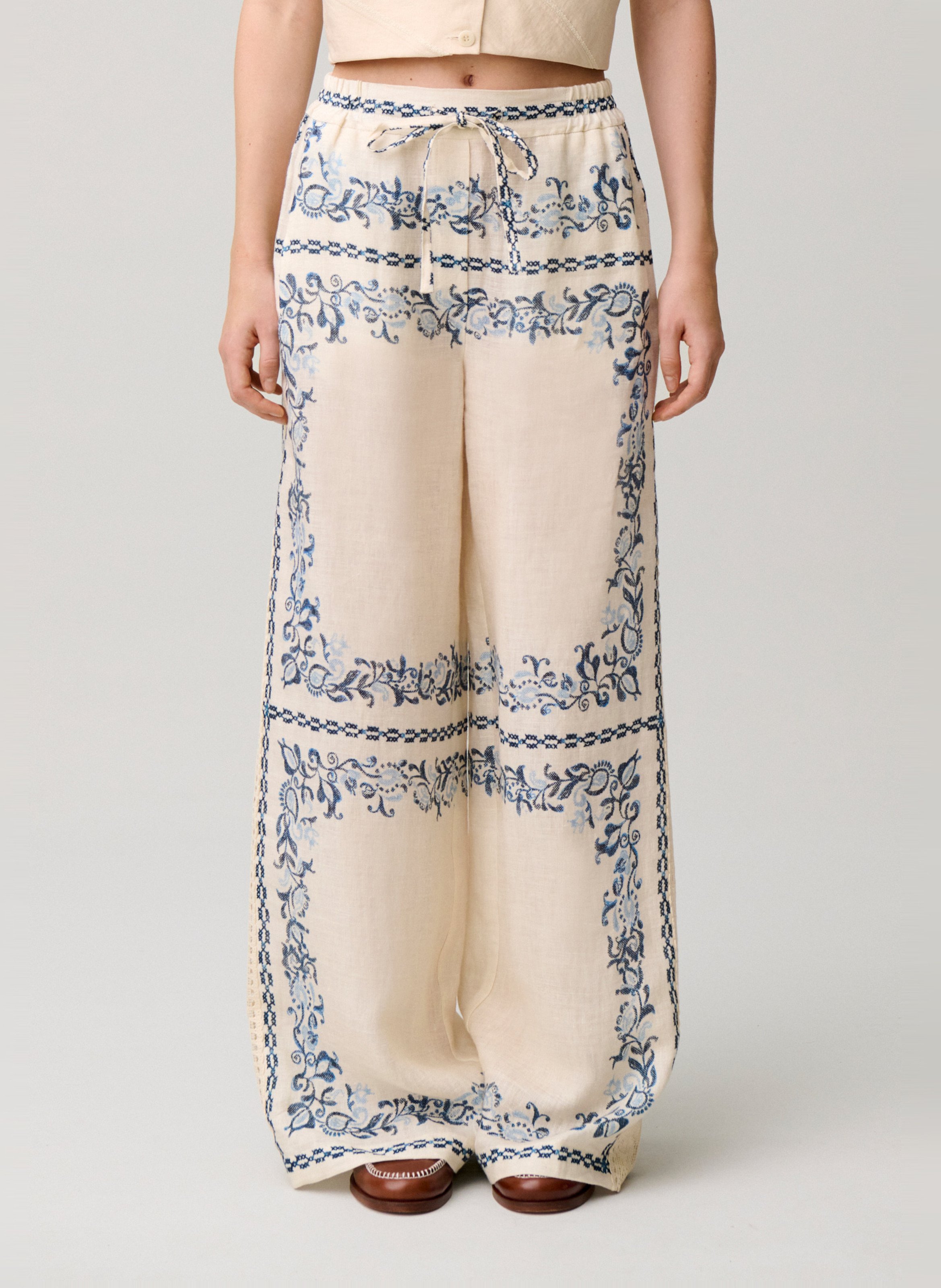 Pantalon large en lin CLAUDIE PIERLOT Multicolore
