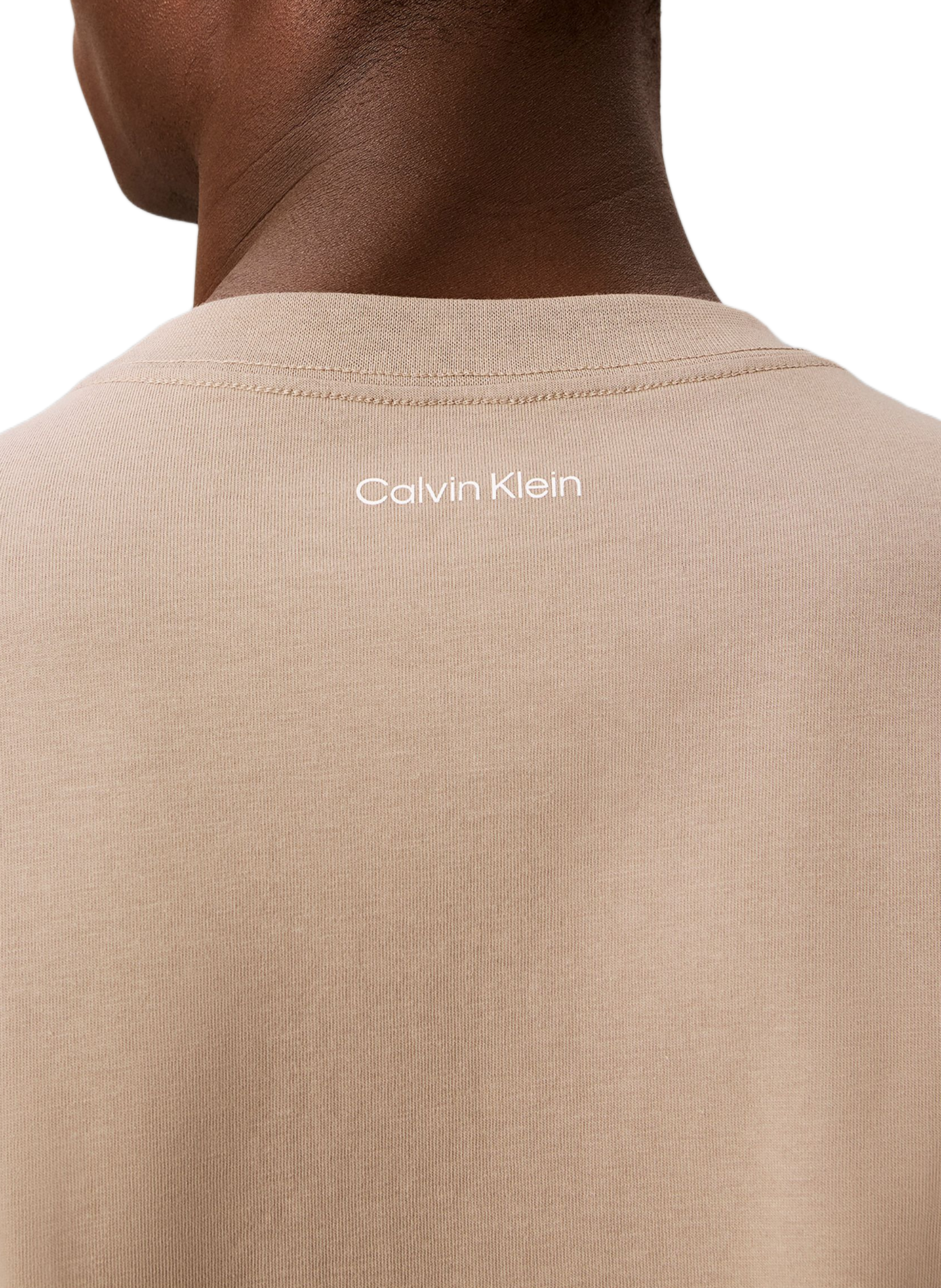 Plain T-shirt with embroidered logo in cotton CALVIN KLEIN Beige