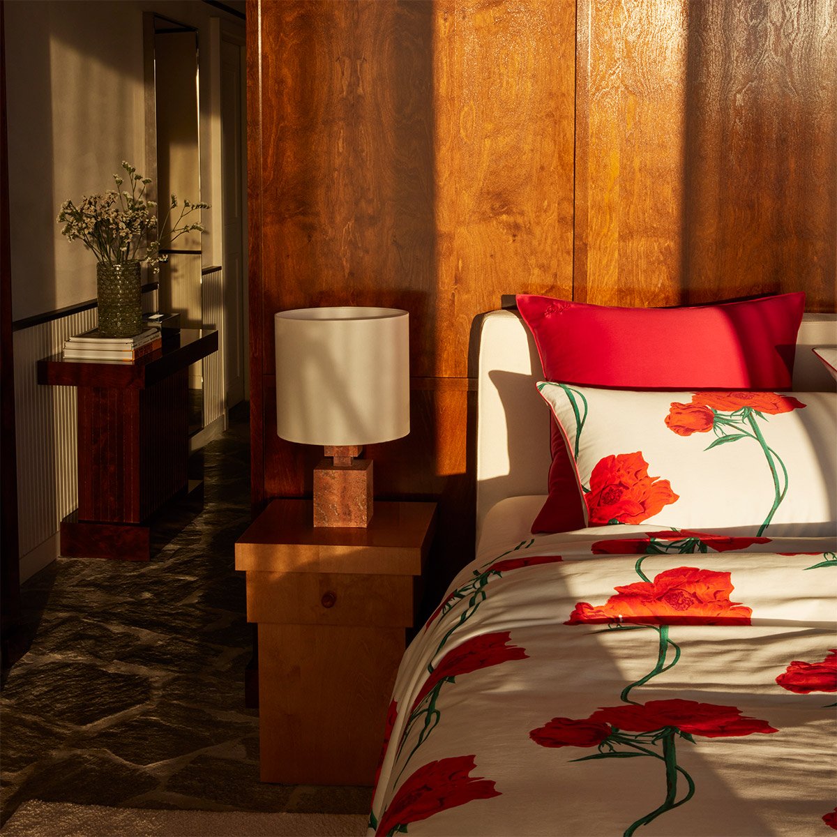 Kenzo Home Kenzo Home Drap housse en satin, k roses