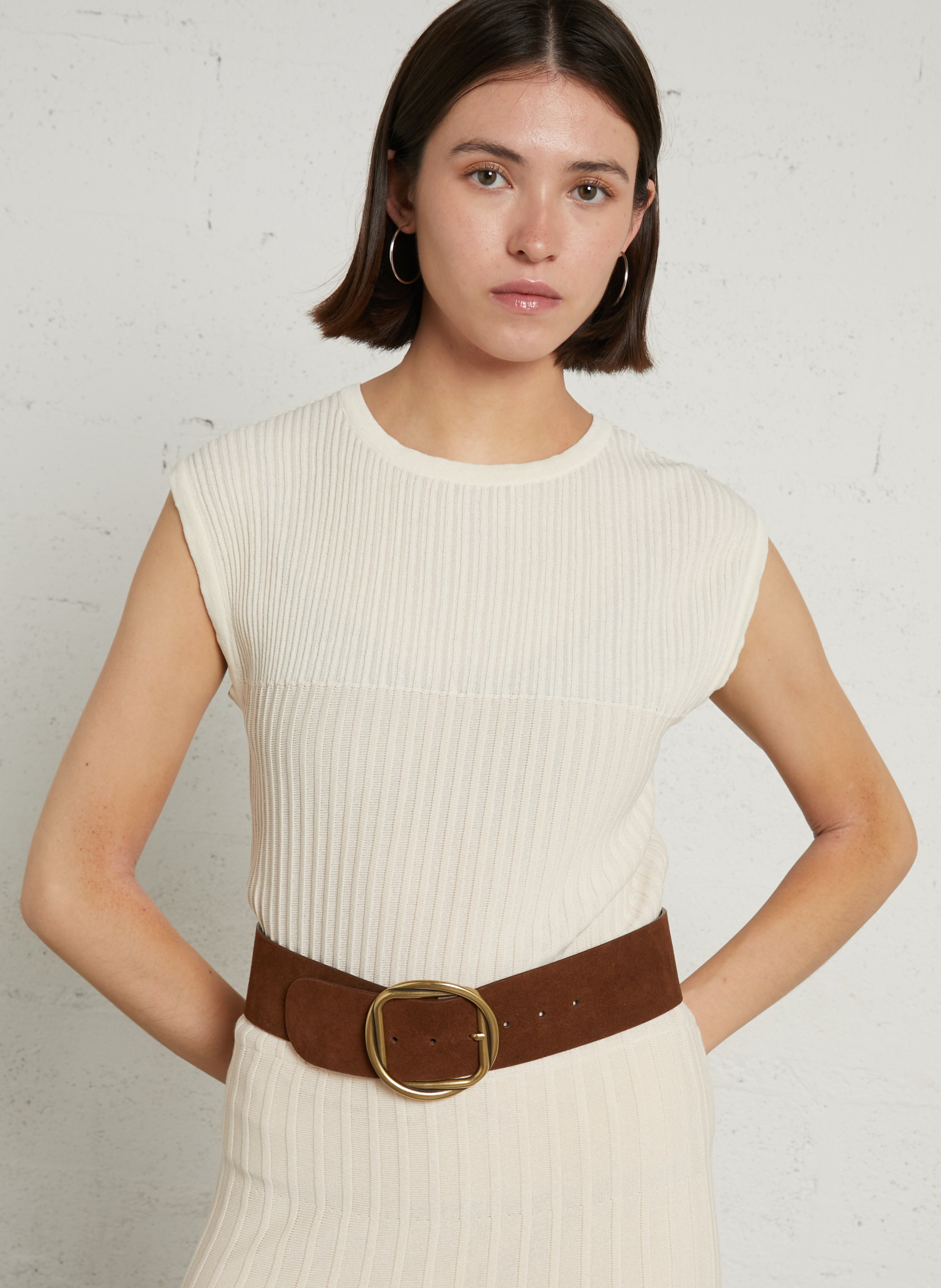 T-shirt droit sans manches albane MAISON 123 Beige