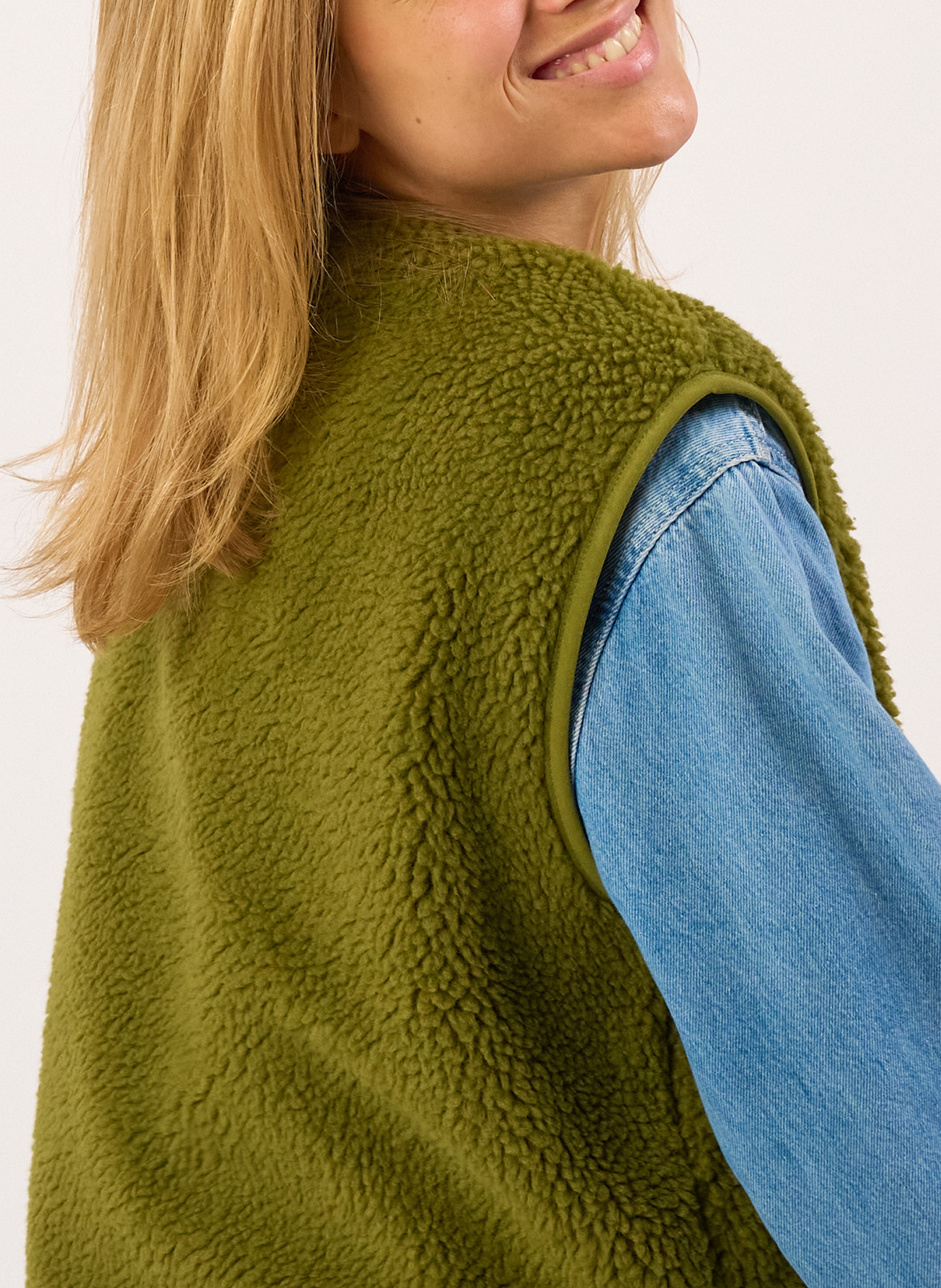 Veste sherpa zippée sans manches BILLYBELT Vert