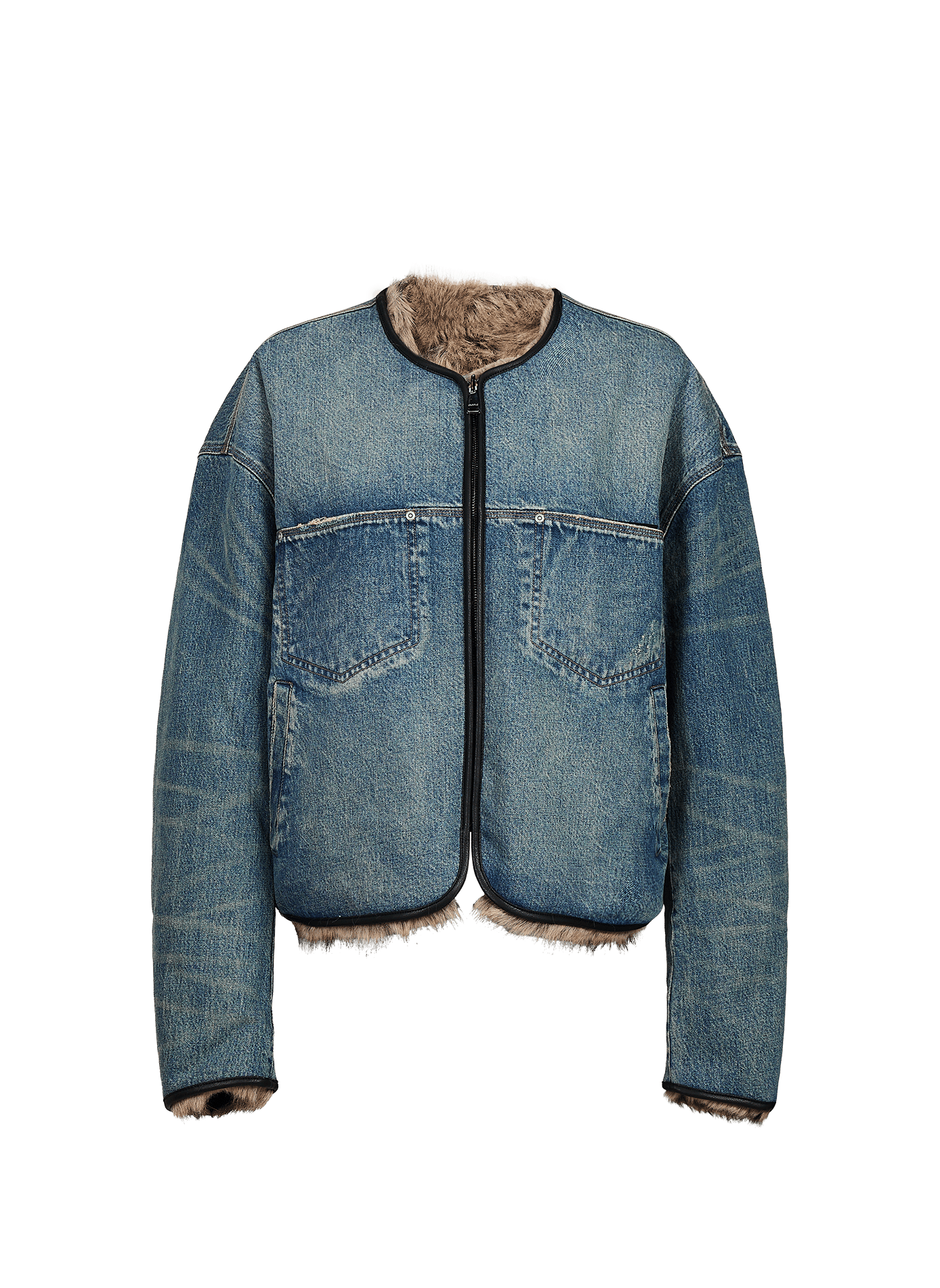 Gerade Jacke aus Kunstpelz PURPLE BRAND Blau