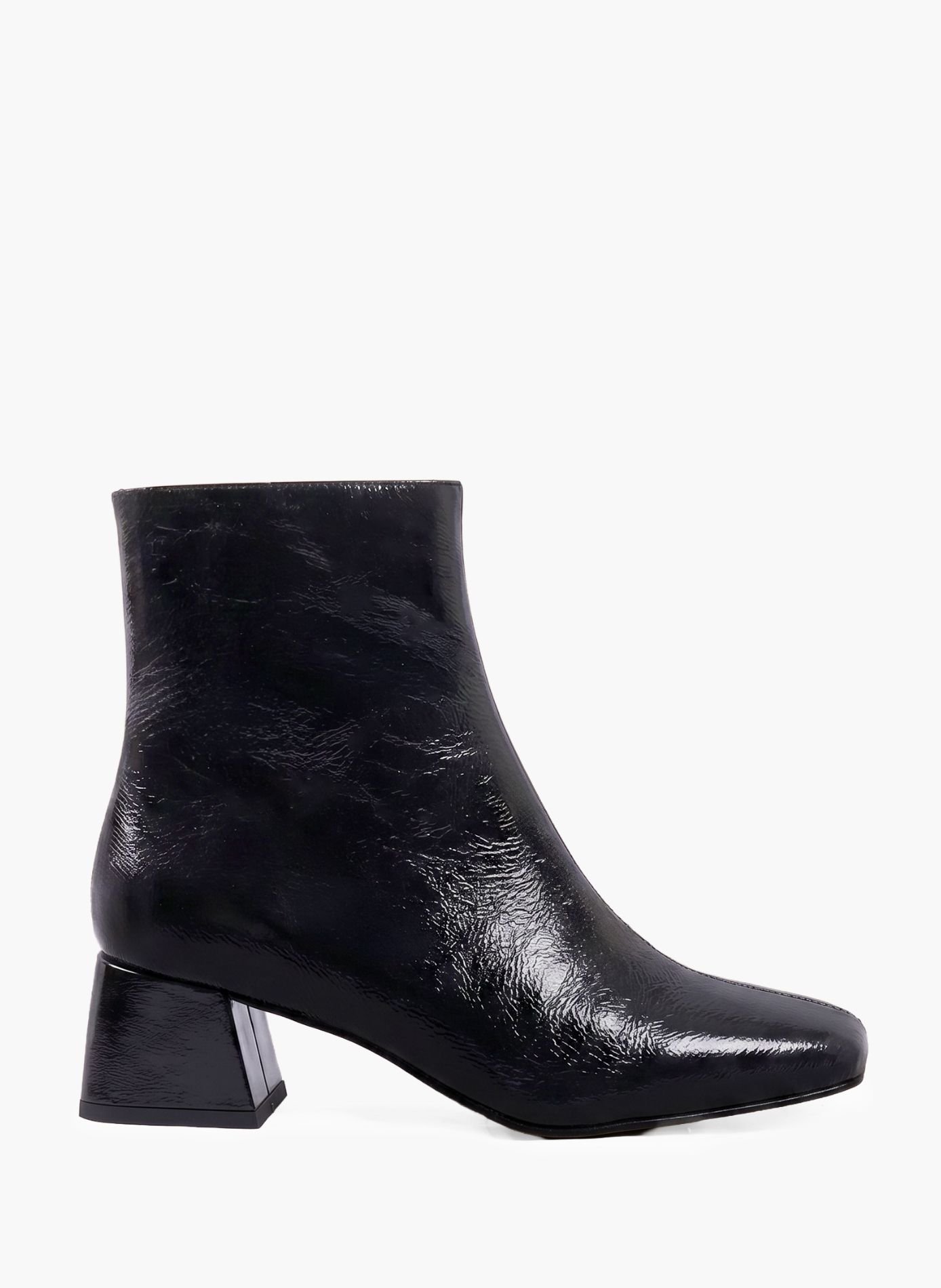 Bottines moyen talon carré diane cuir vernis JULES & JENN Noir