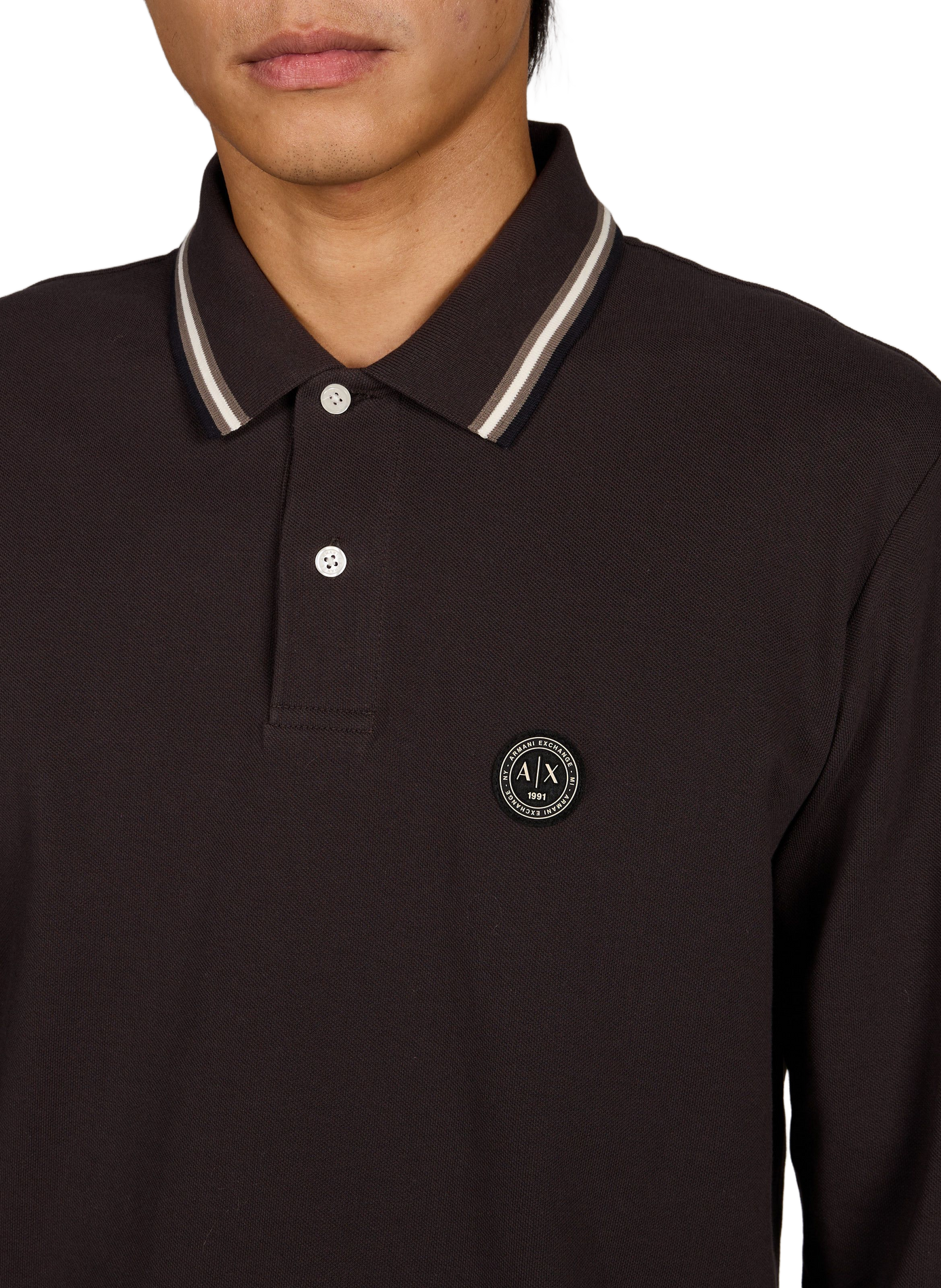 Straight cotton polo shirt ARMANI EXCHANGE Brown