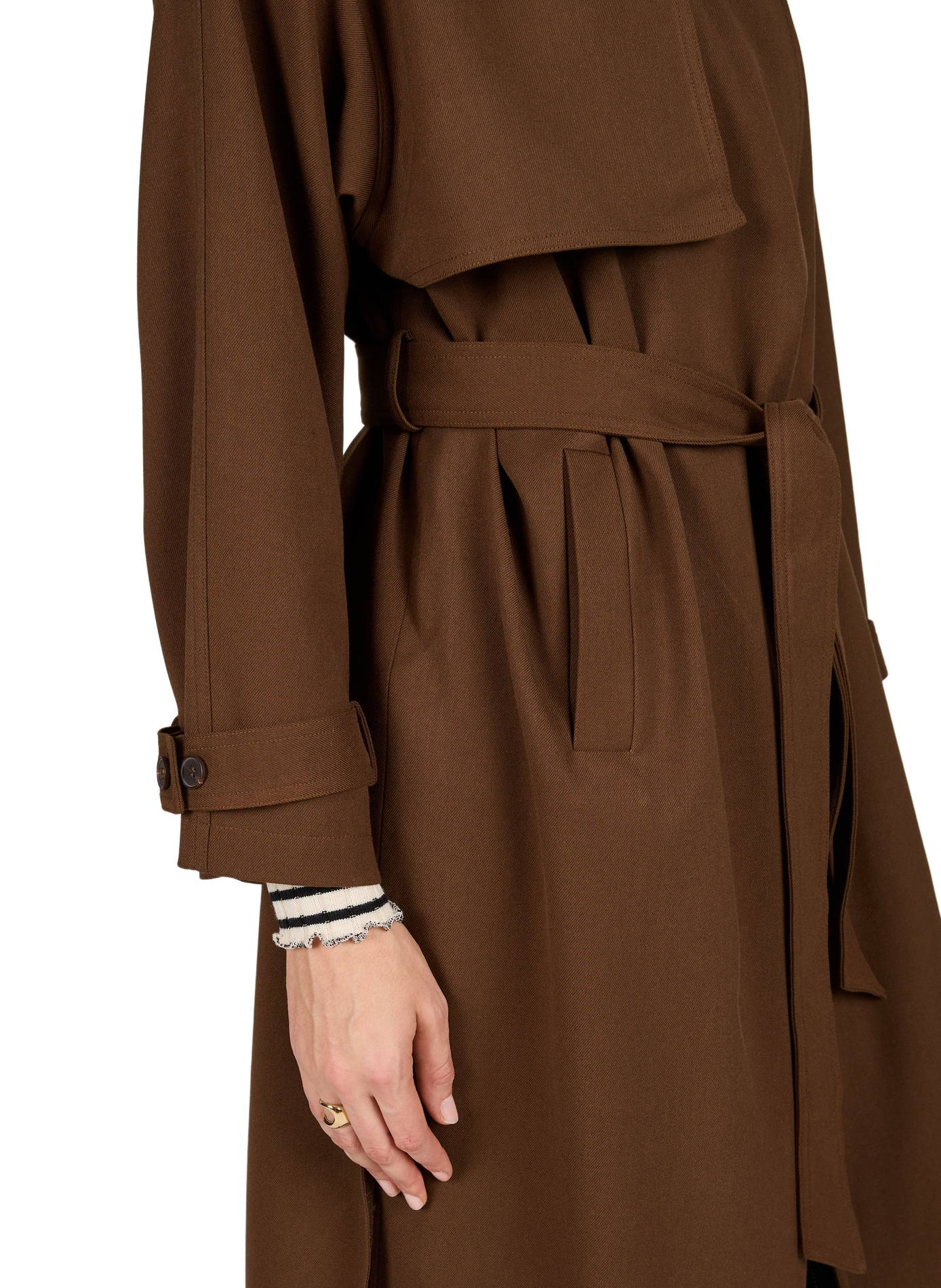 Long belted coat SUNCOO Brown