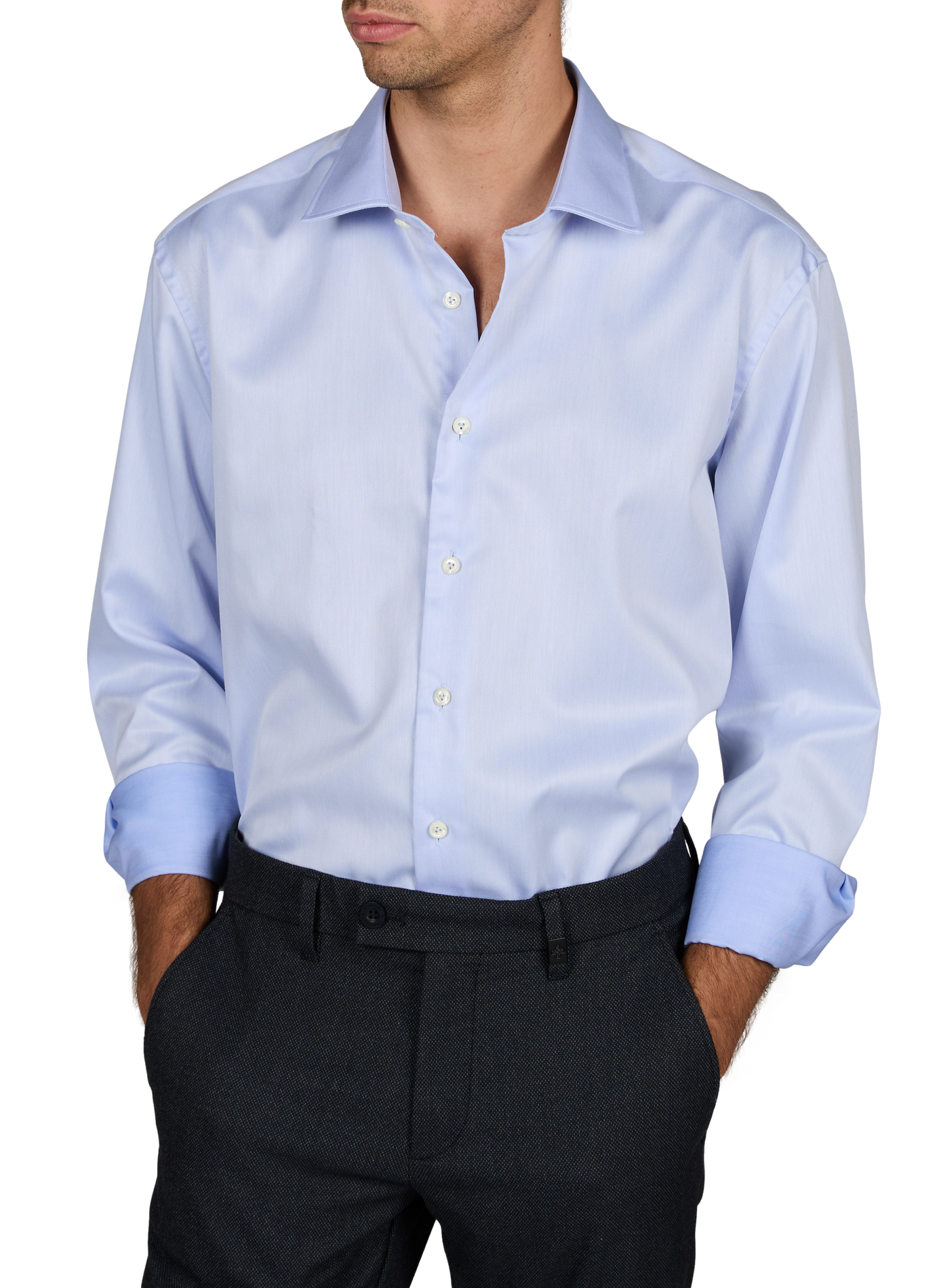 Schmale Baumwollhemd VAN LAACK Blau