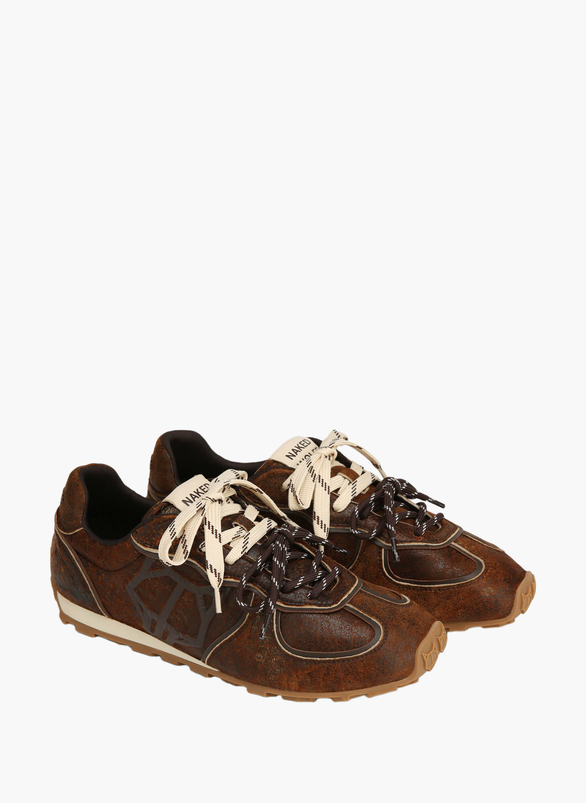 Baskets lightning en cuir vieilli NAKED WOLFE Marron