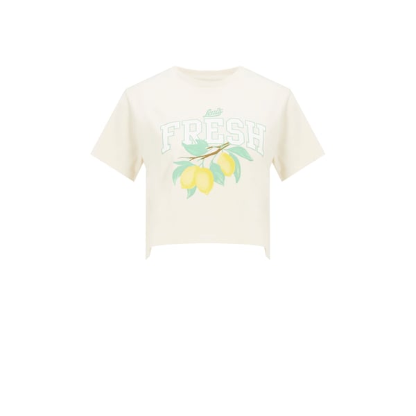 T-shirt cropped à imprimé en coton