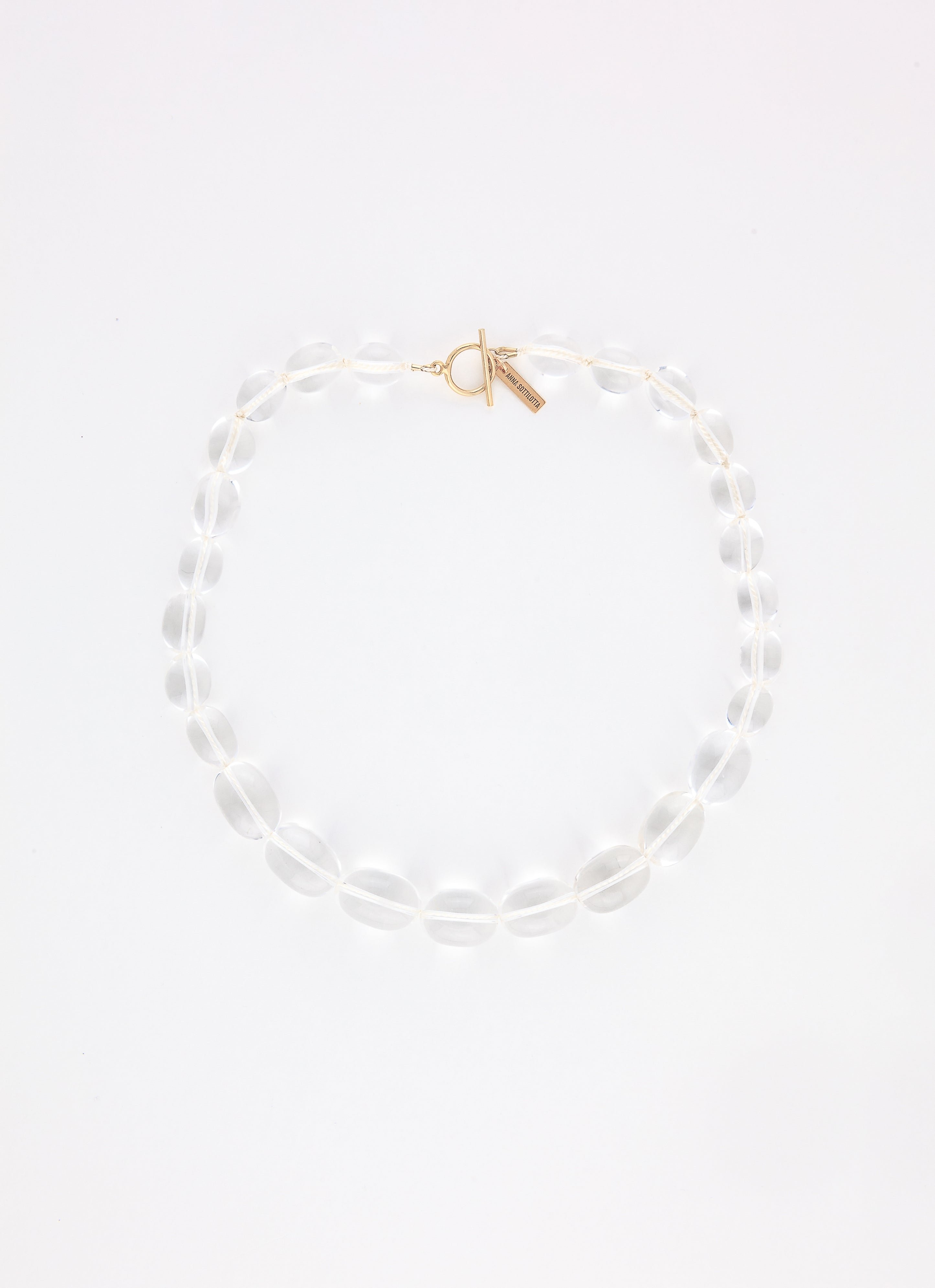 Collier perlé luna cristal de roche argent 925 plaqué or ANNA SOTTILOTTA Doré