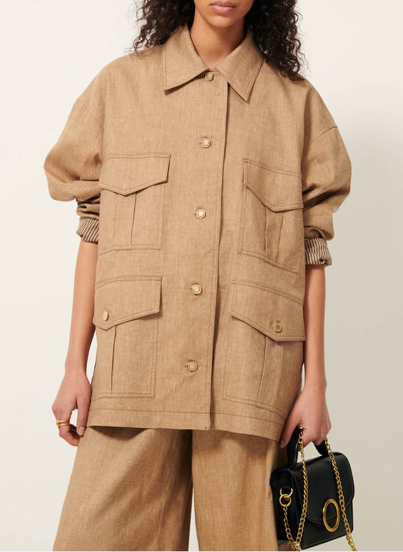 Veste esprit saharienne en lin mélangé sahajo Beige by SESSUN SESSUN Veste esprit saharienne en lin mélangé sahajo Beige