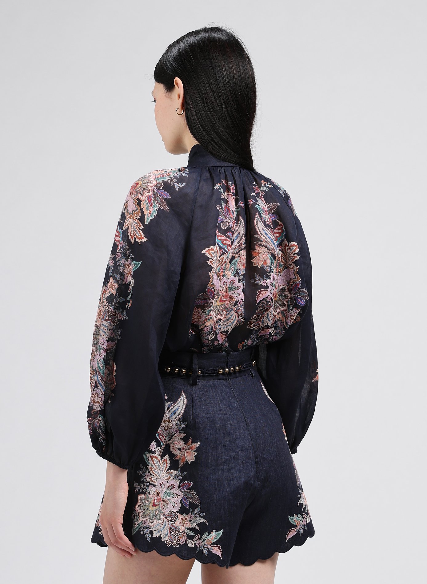 Blouse Billow en ramie  ZIMMERMANN Bleu