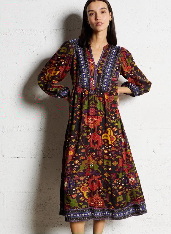 Robe longue ample col v valley Noir by BA&SH BA&SH Robe longue ample col v valley Noir