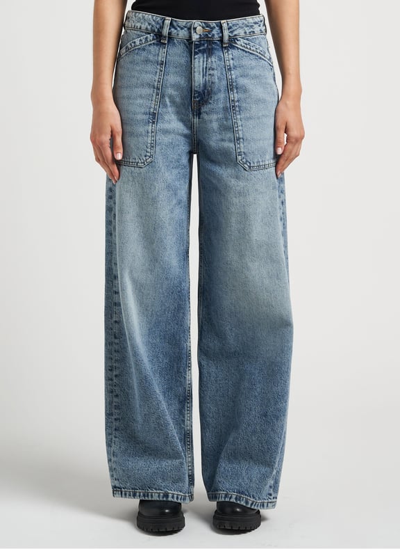 Jean large taille haute en denim de coton mellou Bleu by BA&SH BA&SH Jean large taille haute en denim de coton mellou Bleu