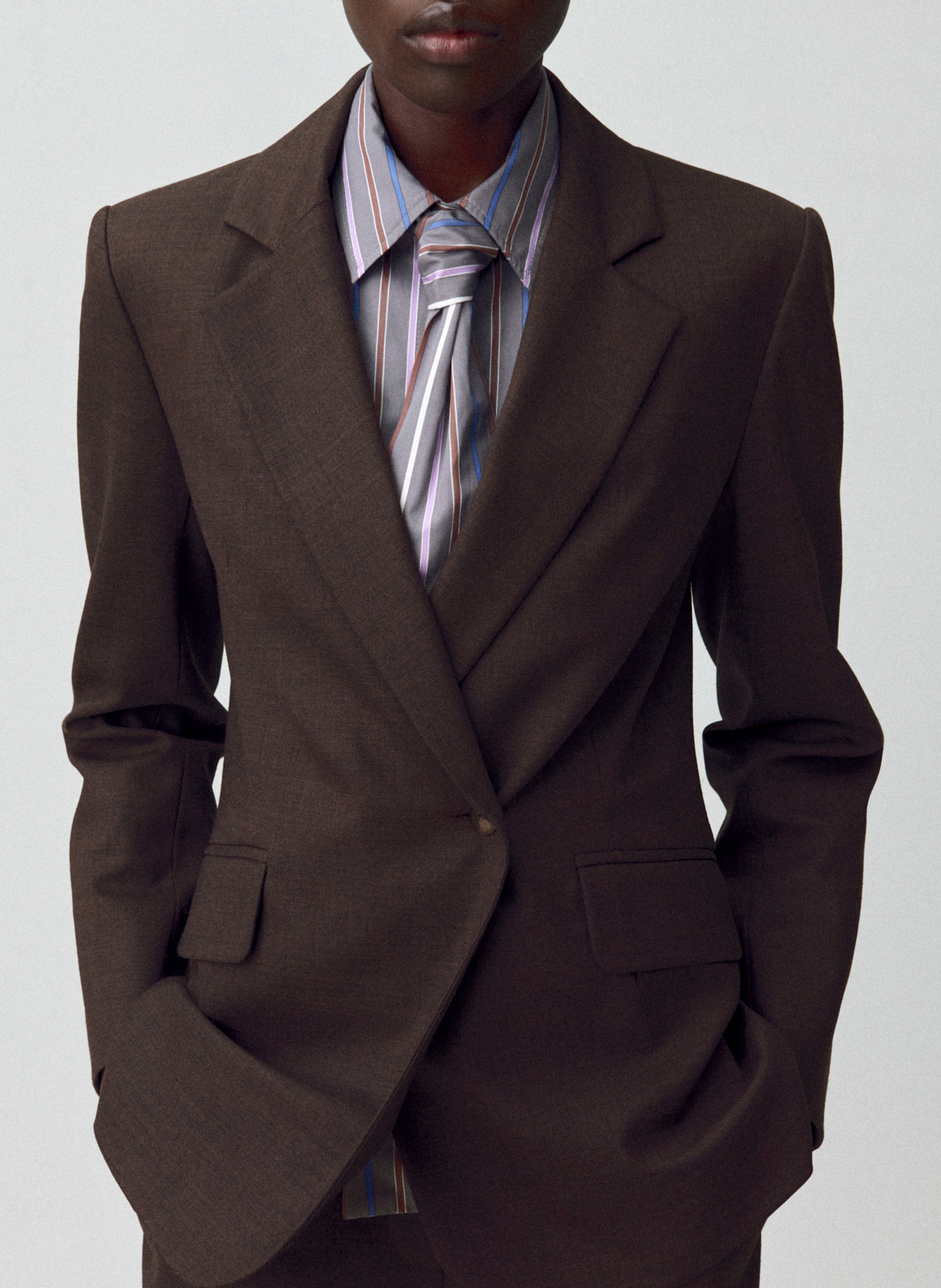 Veste tailleur droite unie en laine mélangée villagabis CLAUDIE PIERLOT Marron