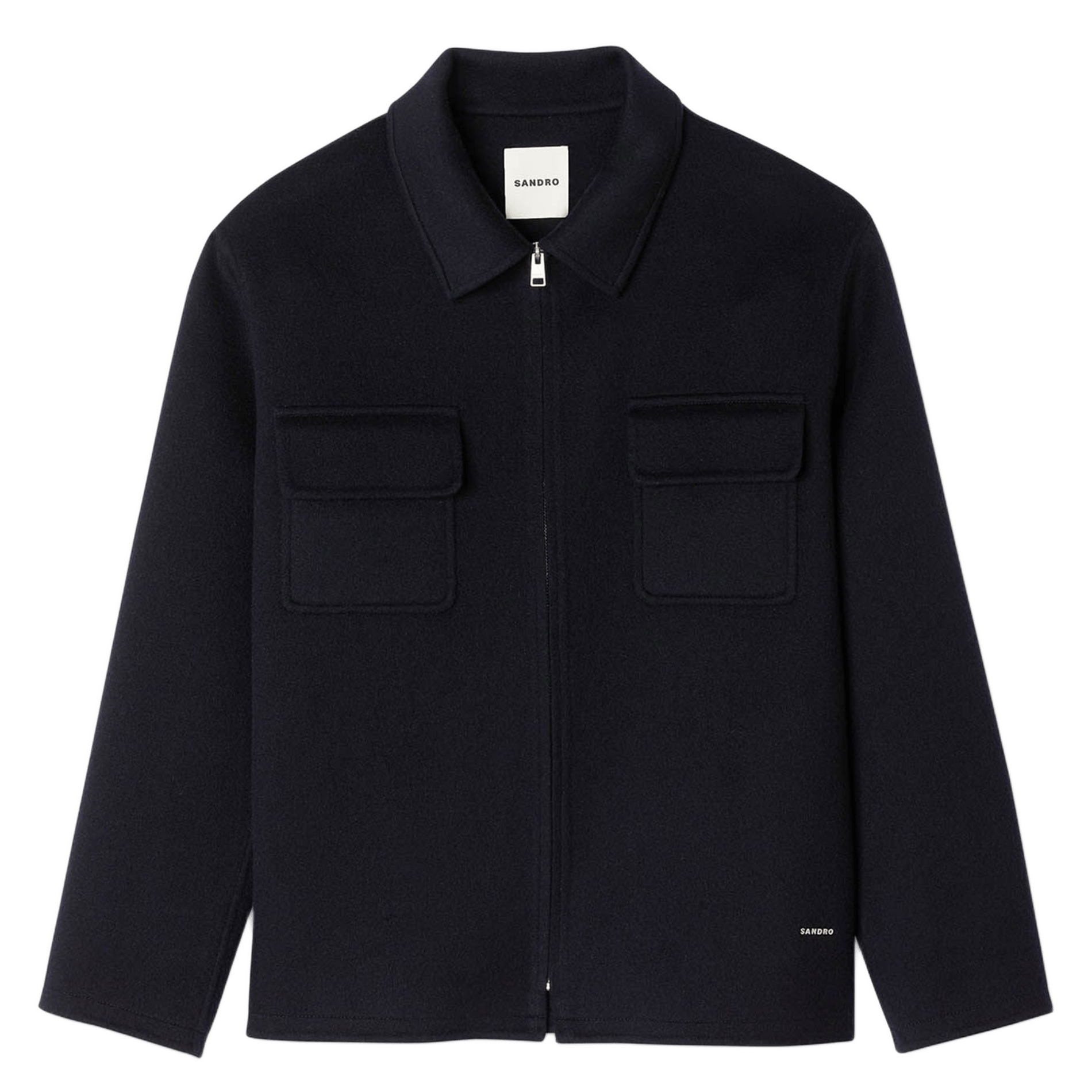 Surchemise dcol classique droite en laine mélangée SANDRO Bleu