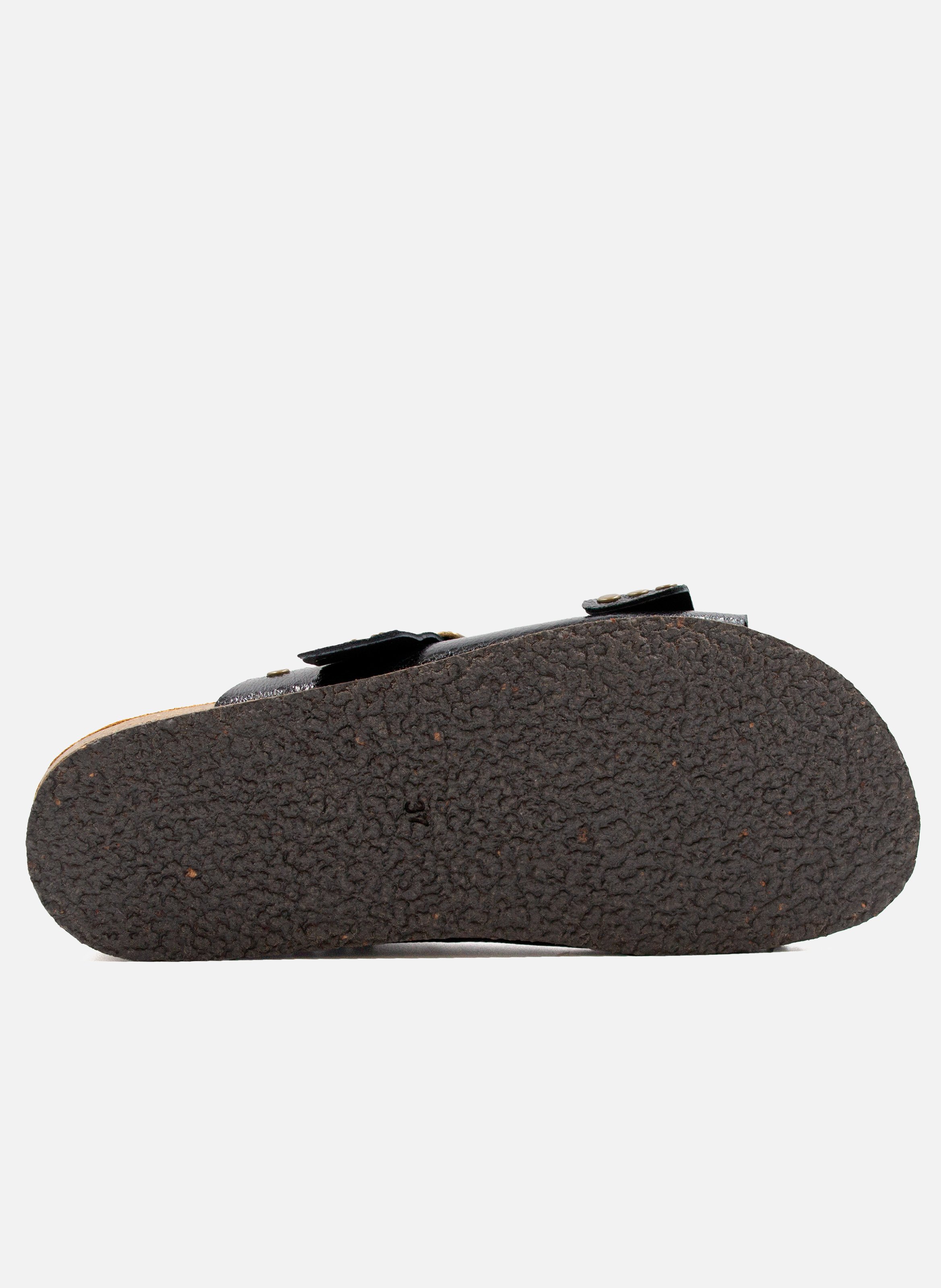 Mules liège clous cuir métallisé JULES & JENN Noir