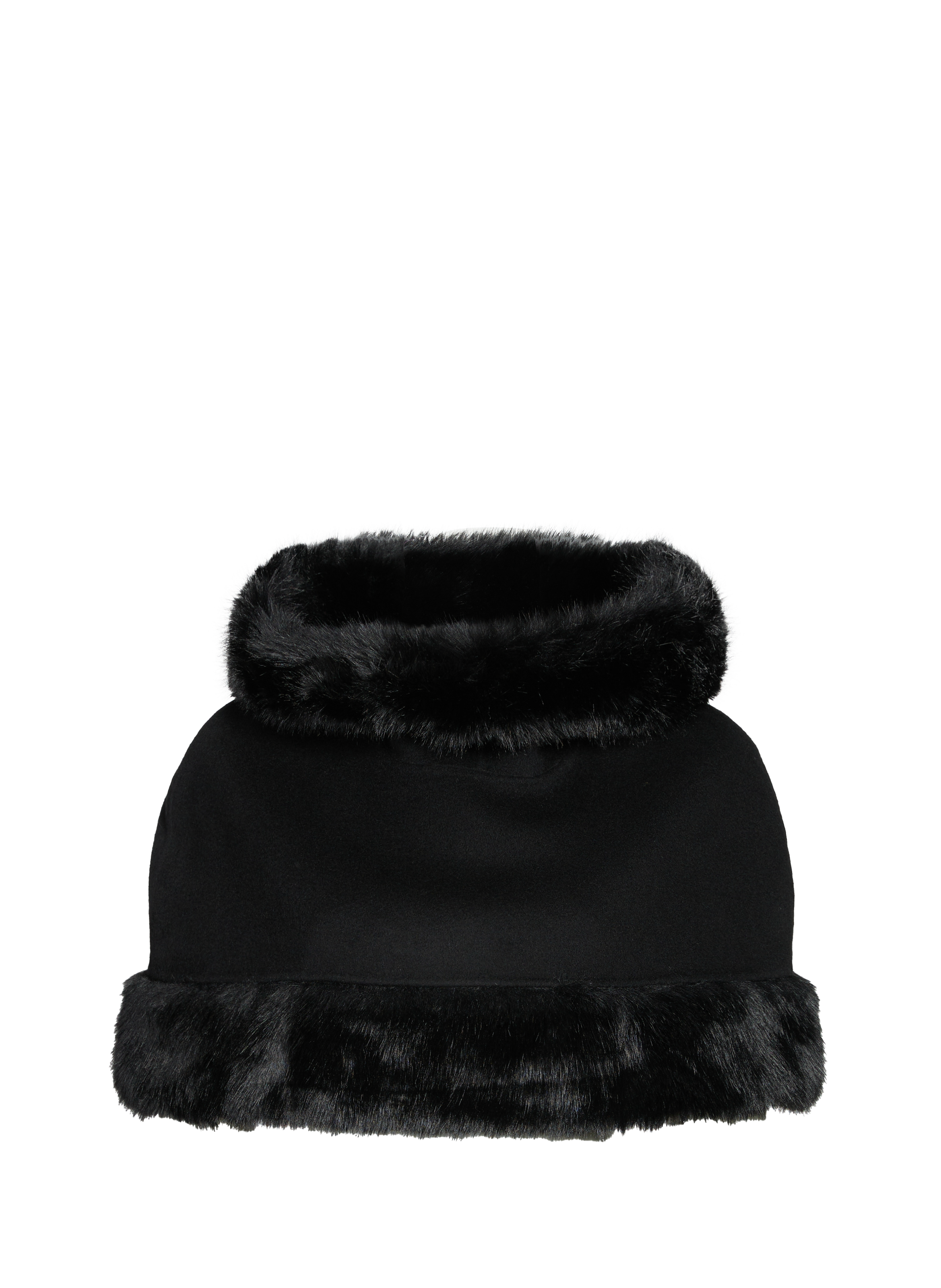 BY MALENE BIRGER Marta hooded cape with faux fur effect in wool Black