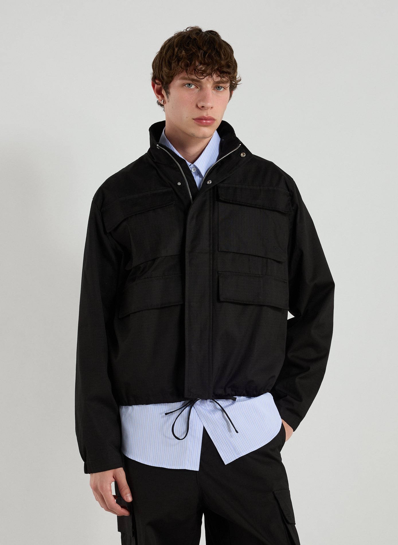 ARTE ANTWERP Blouson col montant en coton mélangé Noir