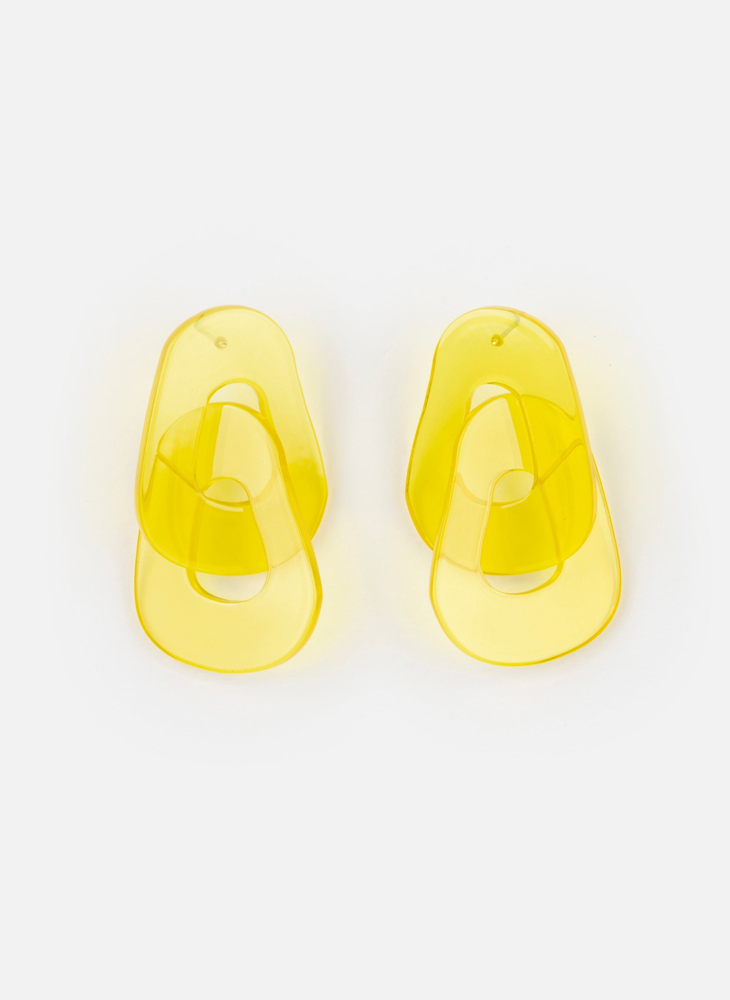 KURAGE GINZA Boucles d'oreilles maillons en acétate de cellulose Jaune