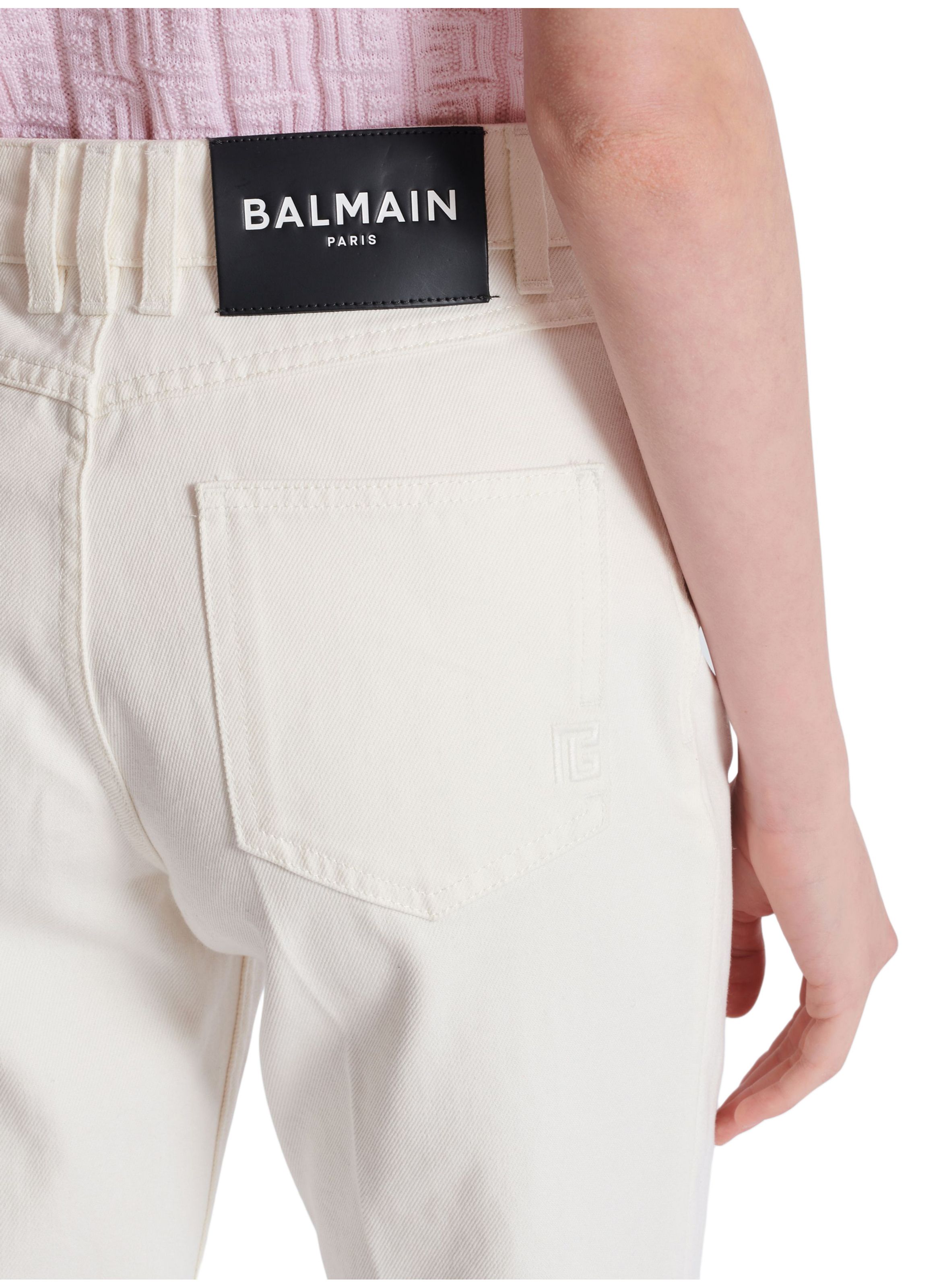 Pantalon droit en denim Blanc