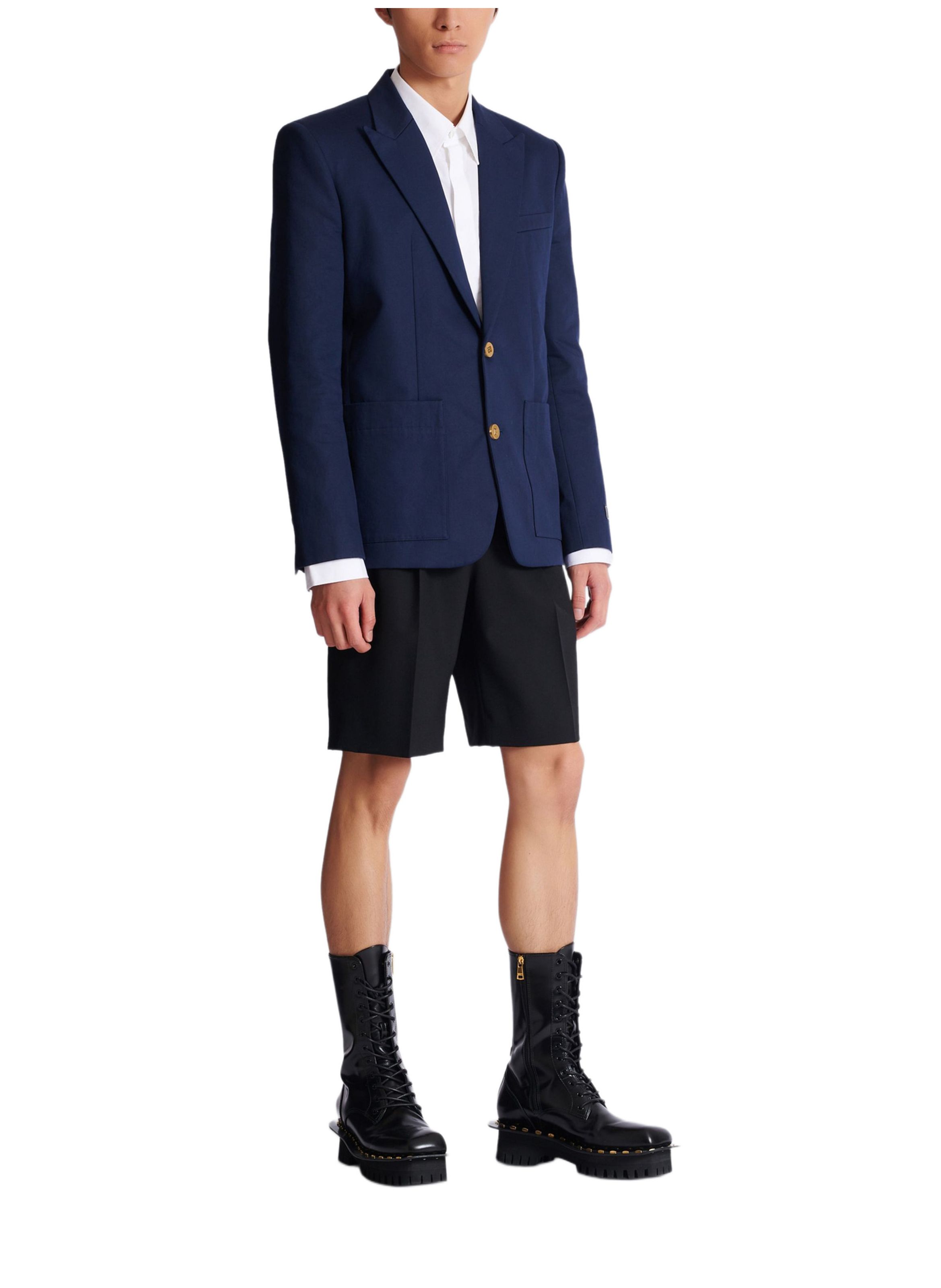 Veste 2 boutons en twill de coton BALMAIN Bleu