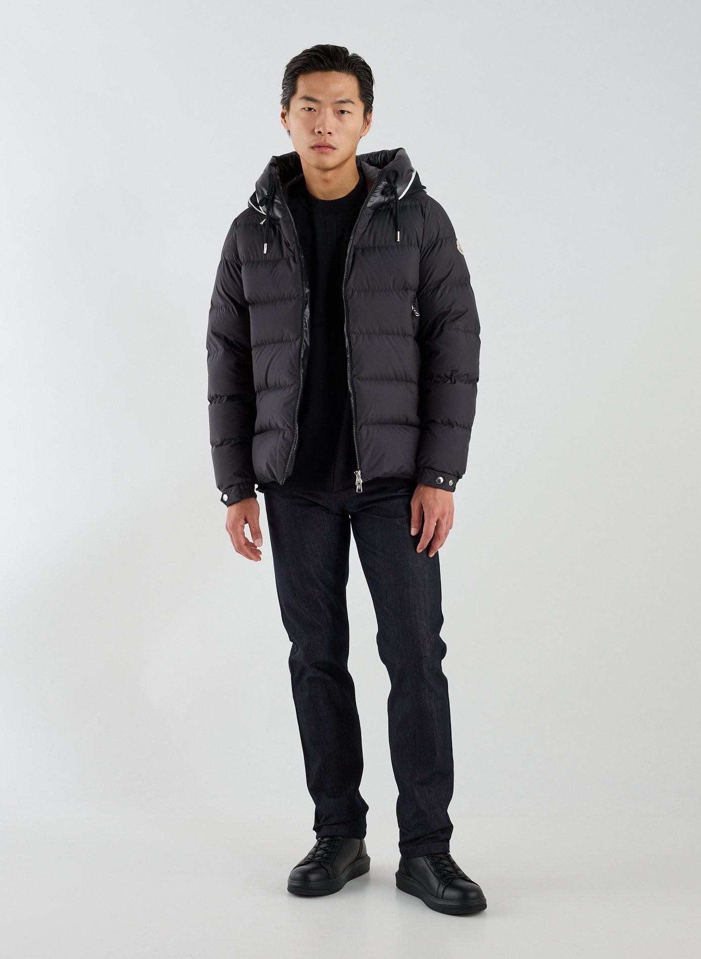 Down jacket with logo MONCLER Black