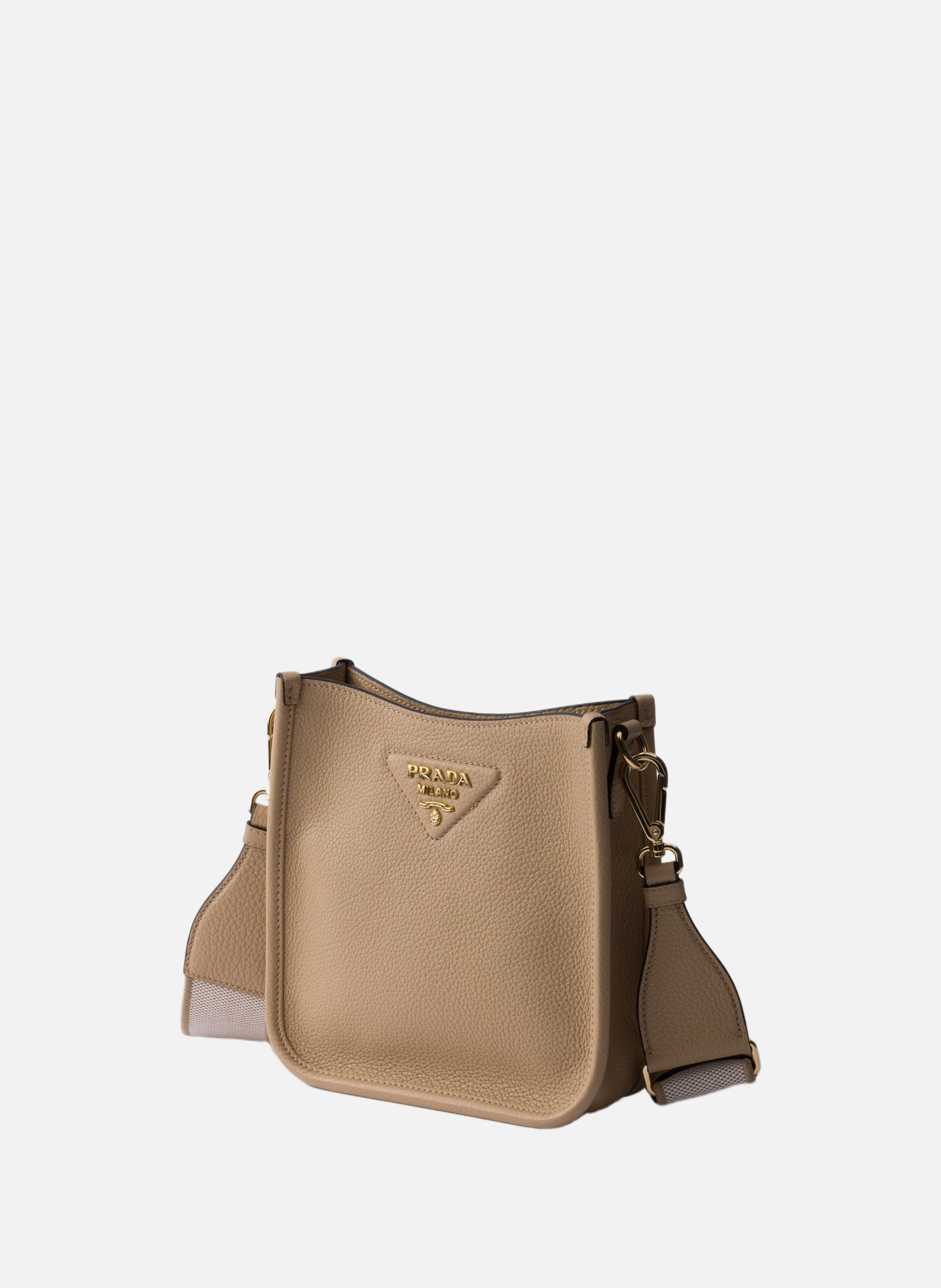 Mini sac porté épaule en cuir PRADA Beige
