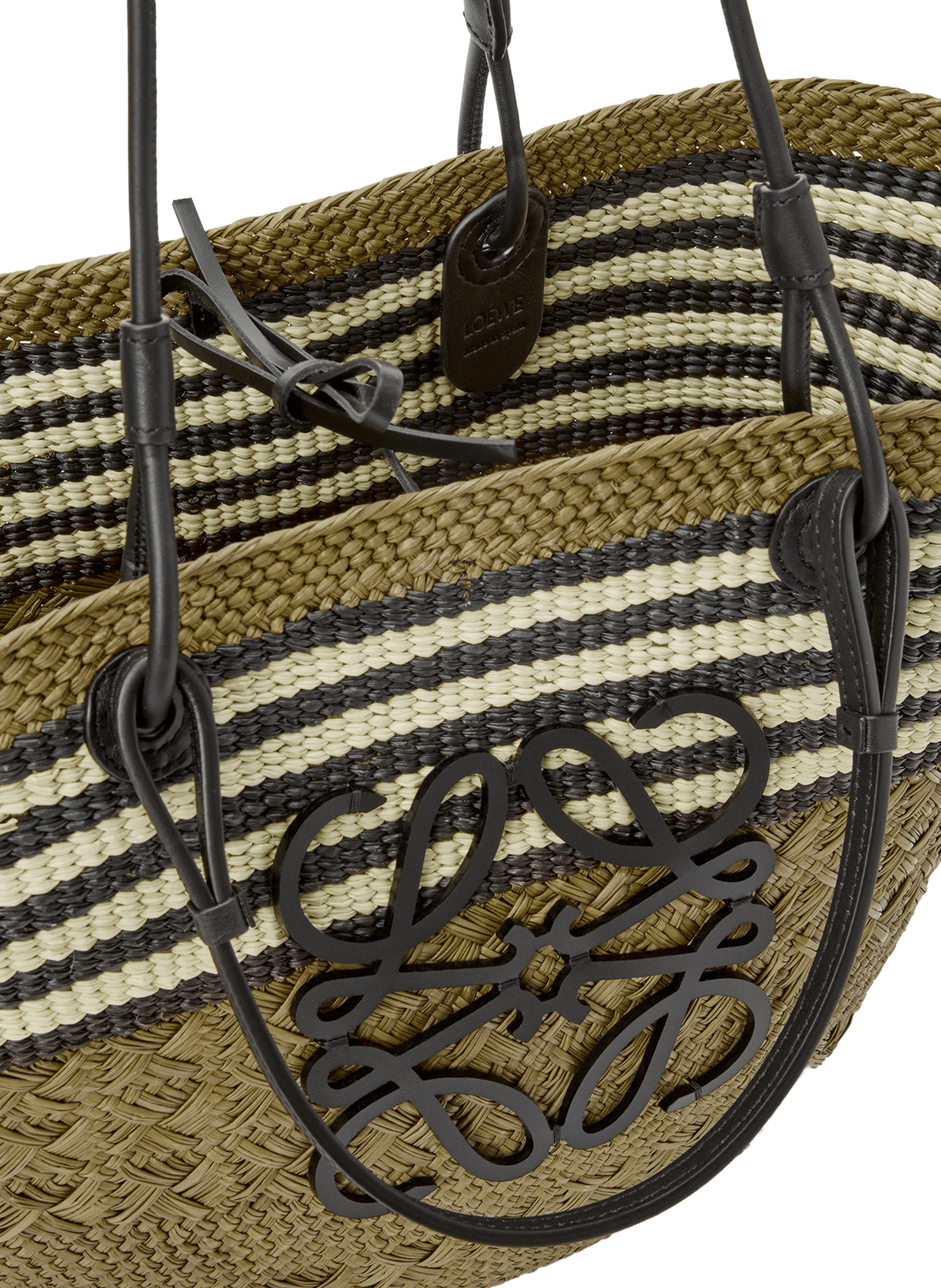 Medium basket in Iraca palm and calf leather LOEWE Khaki