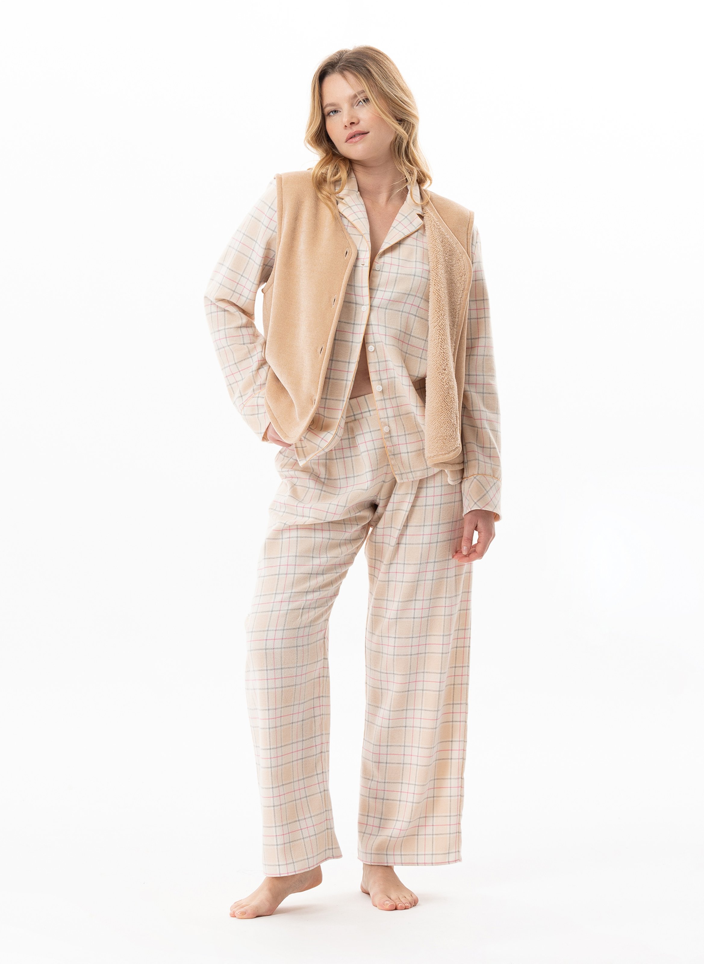 Gilet en peluche flanelle montauk 130 LE CHAT Beige