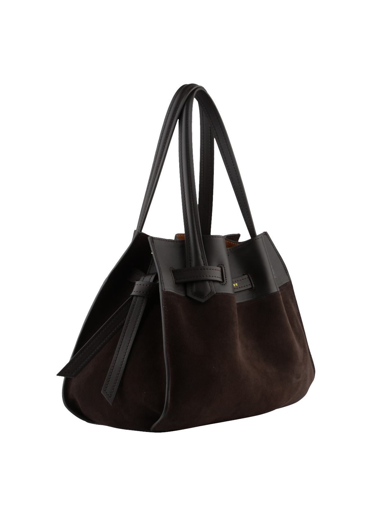 Blossom Daim | Sac à main MM en cuir de vachette POURCHET Marron