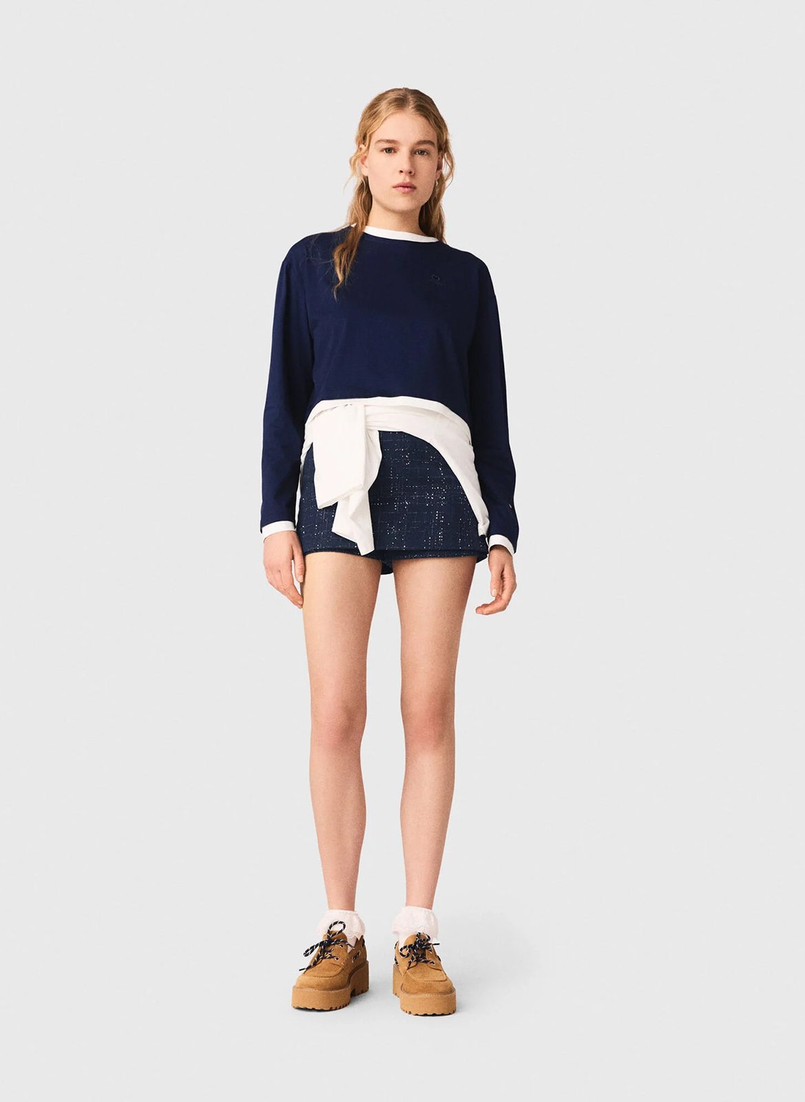 Tee-shirt court manches longues MAJE Bleu