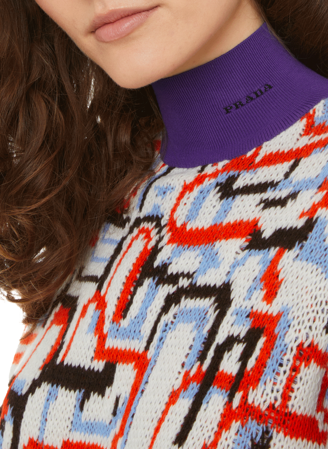 Pull graphique en cachemire et laine vierge mélangés PRADA Orange