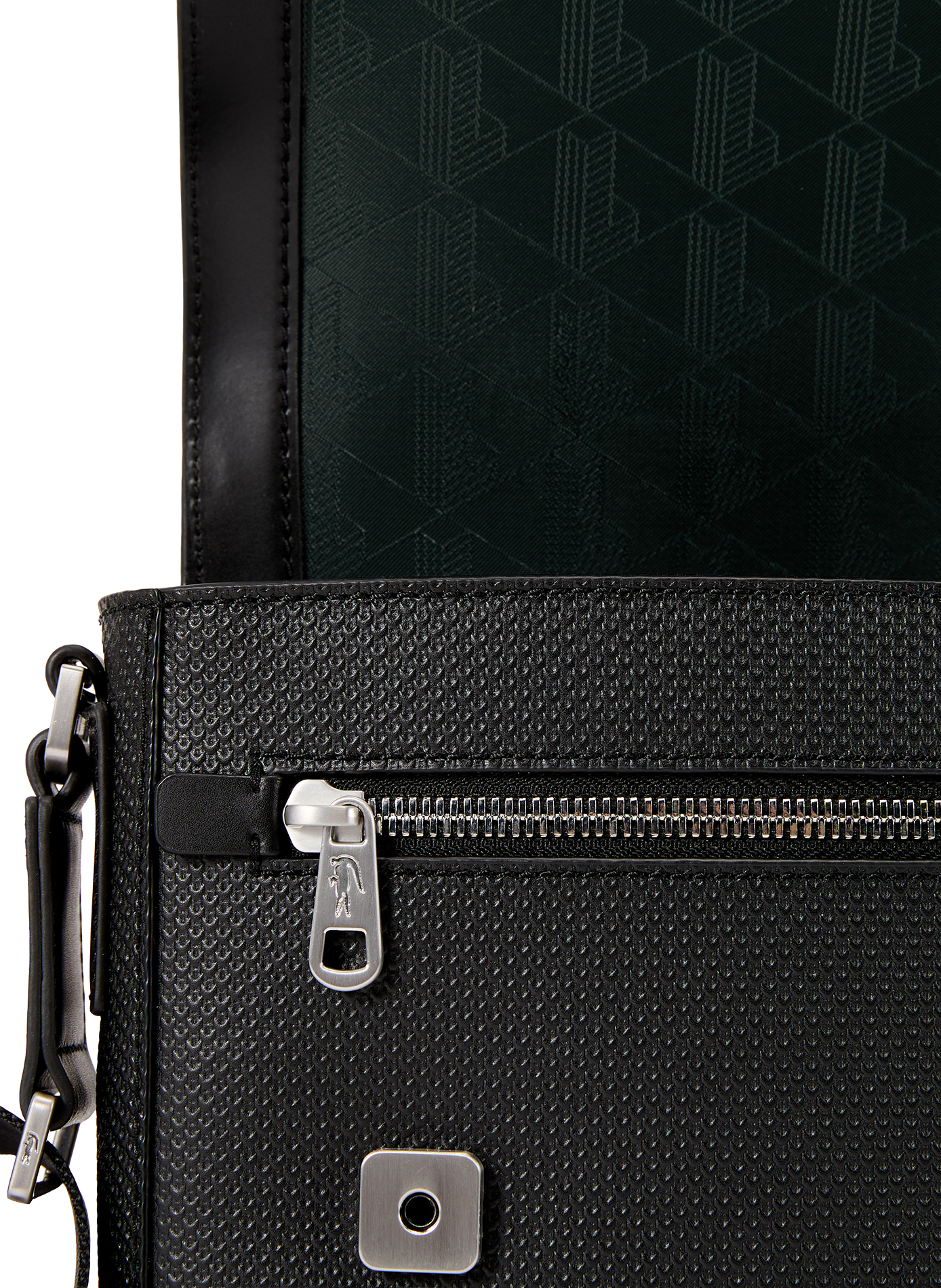 Sac à bandoulière en cuir texturé LACOSTE Noir