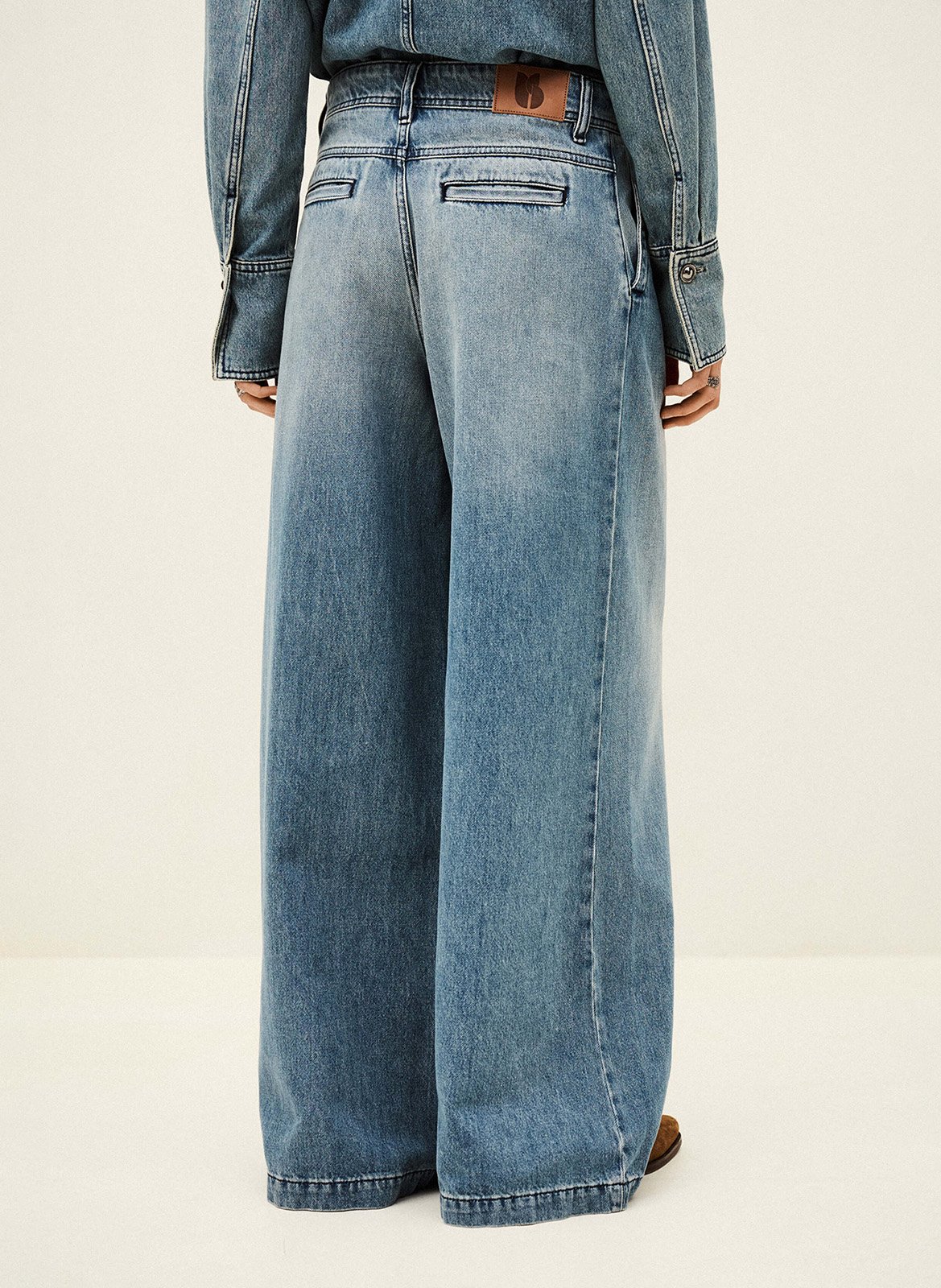 Pantalon large à pinces délavé toby BA&SH Bleu