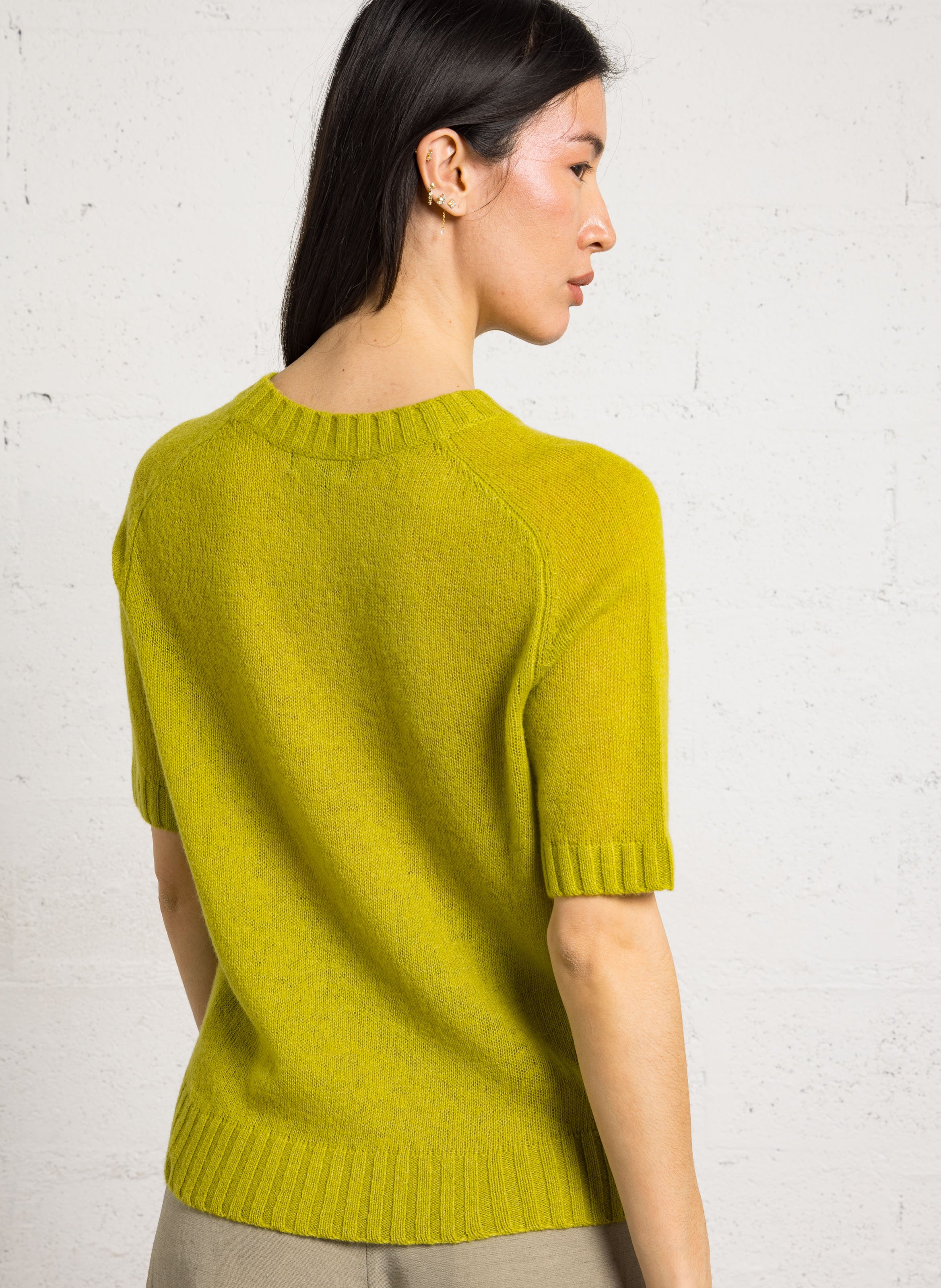 Pull droit col rond en laine mélangée betina SOEUR Vert