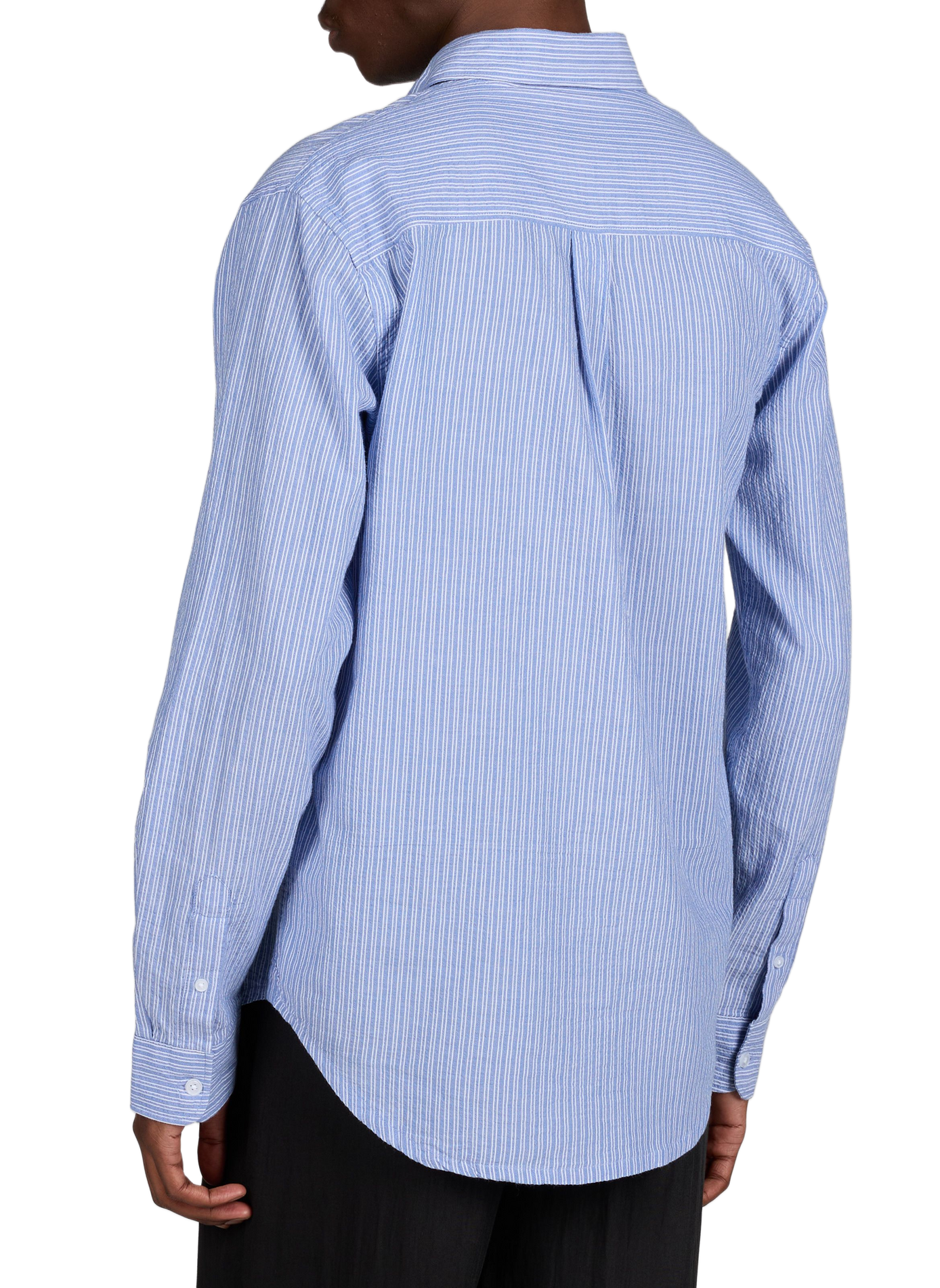 Chemise droite rayée en coton MINIMUM Bleu