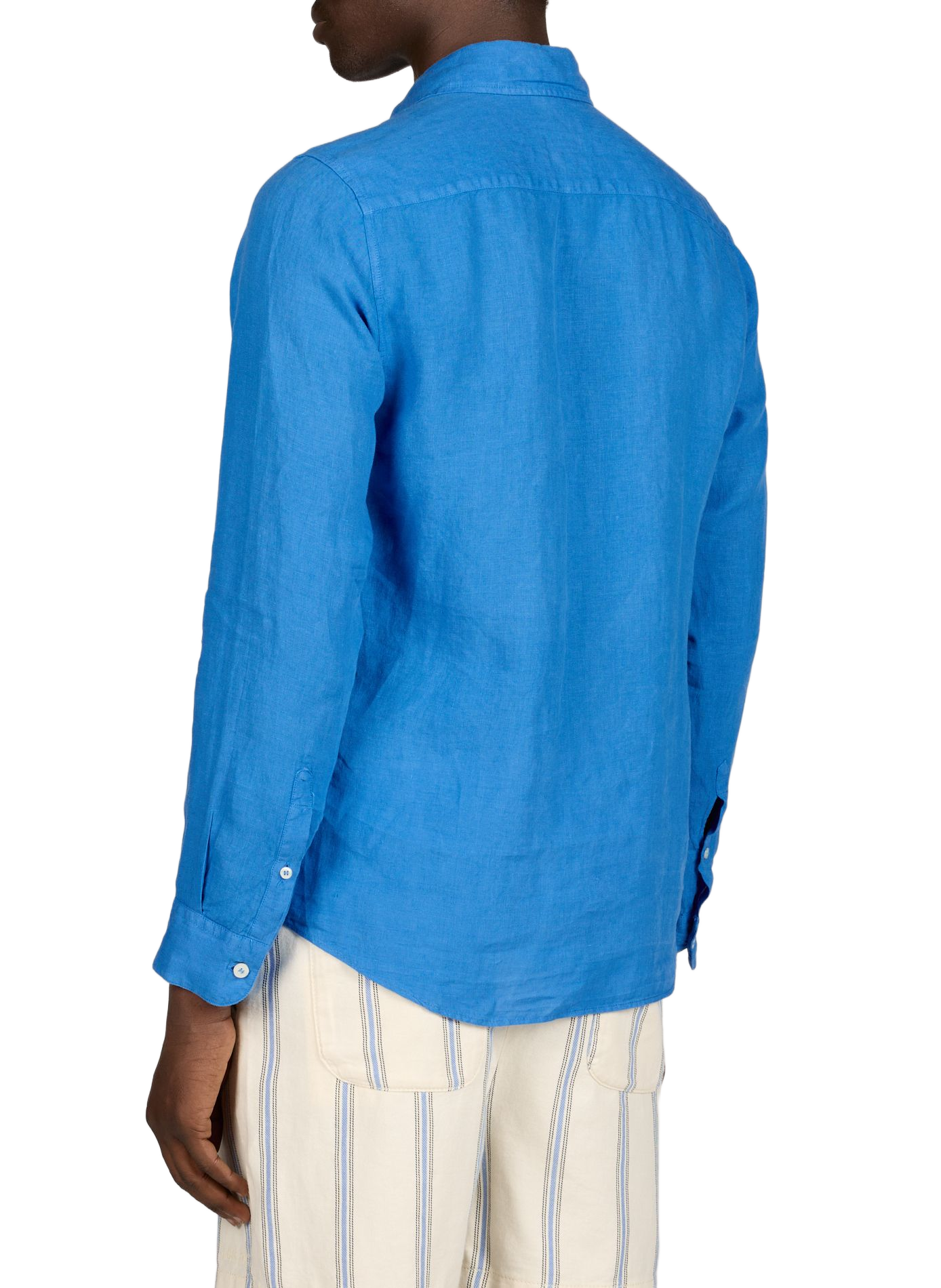 Chemise unie à manches longues en lin LAFAURIE Bleu