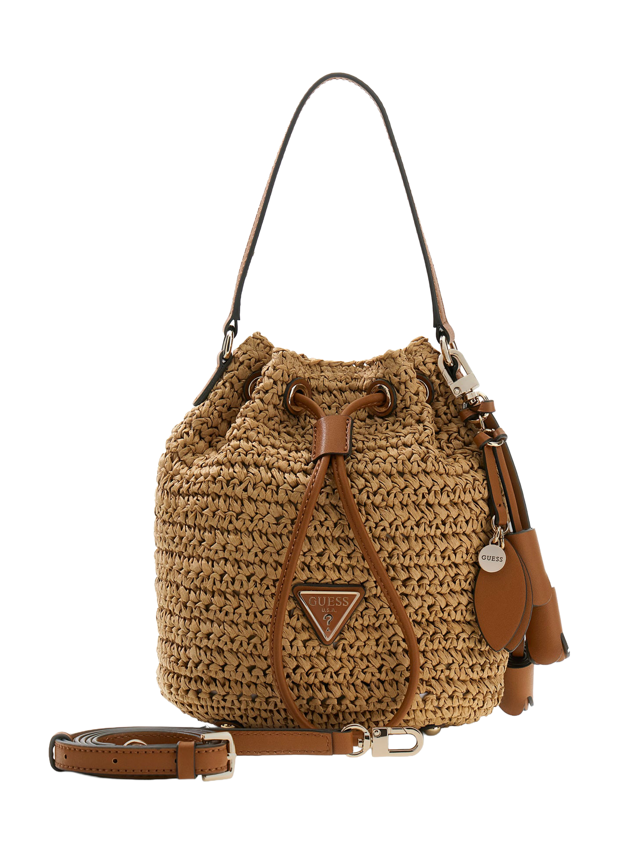 Ofelia straw bucket bag GUESS Brown