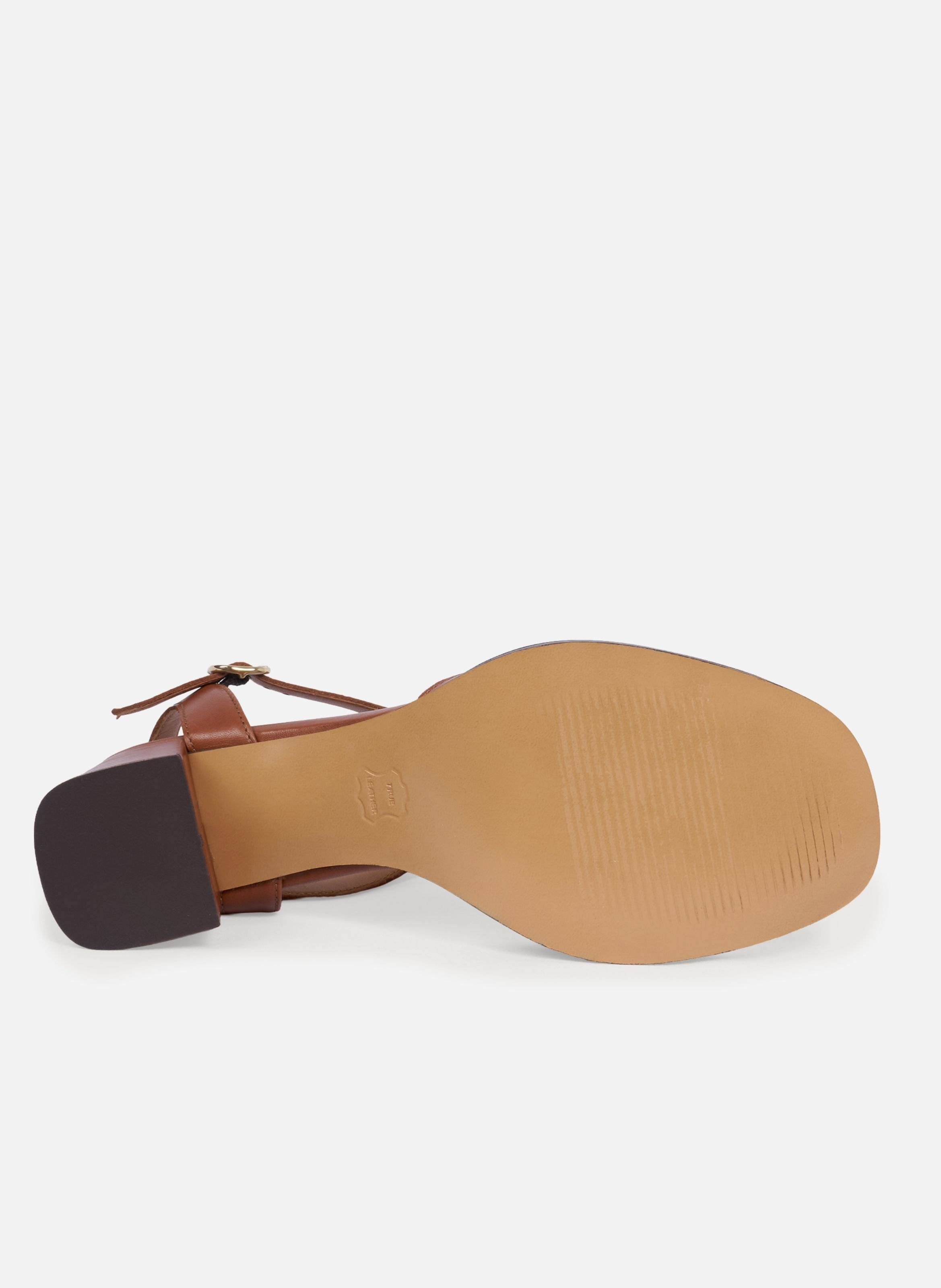 Sandales talon anouk cuir lisse JULES & JENN Marron