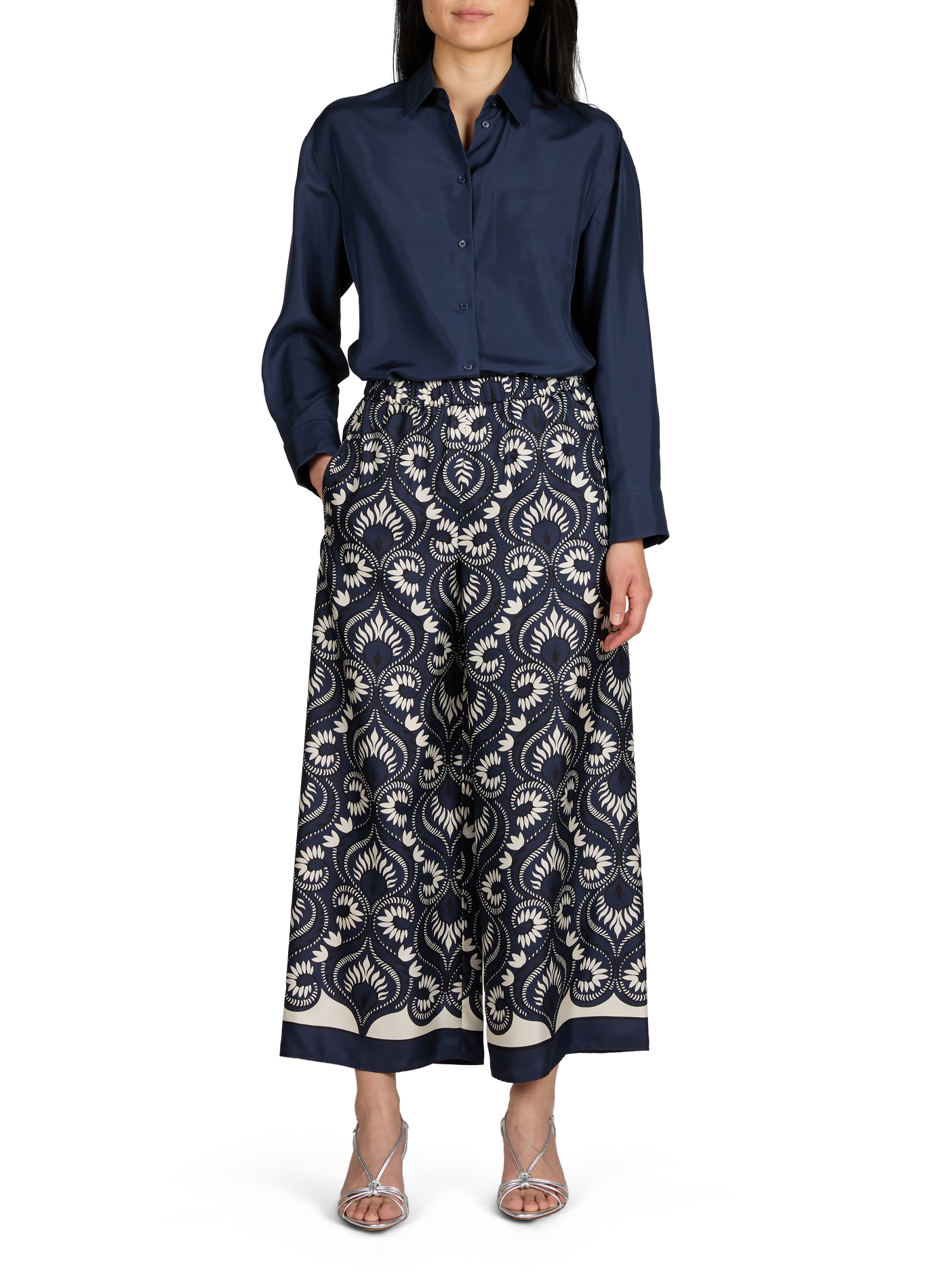 Pantalon large à imprimé floral  MAX MARA WEEK END Bleu