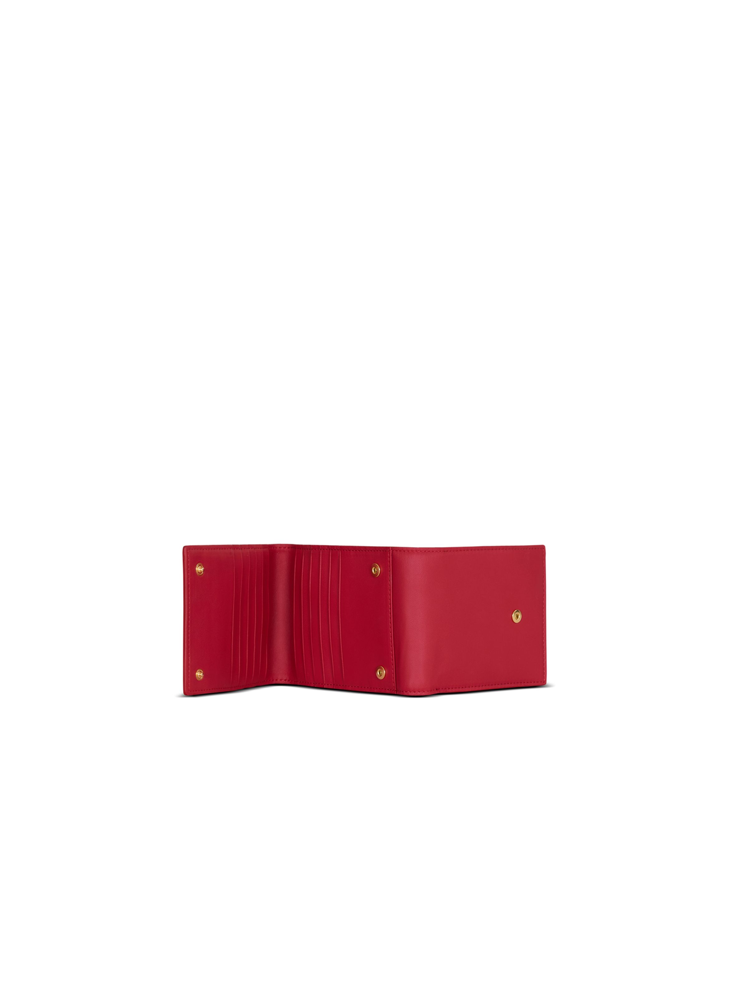 Portefeuille pulse trifold en cuir lisse BALMAIN Rouge