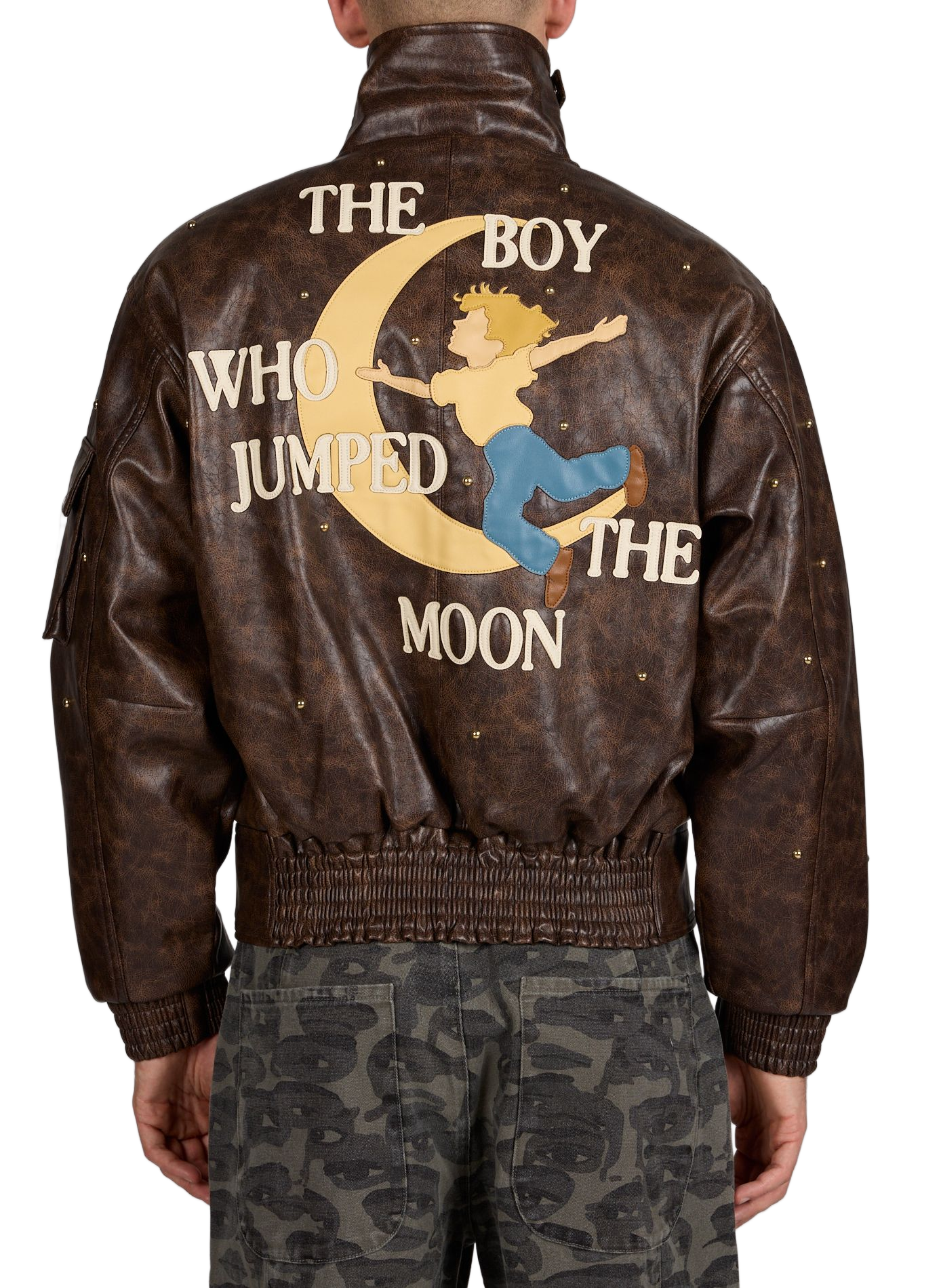 Bomber con parches de patchwork delantero y trasero. KIDSUPER Marrón