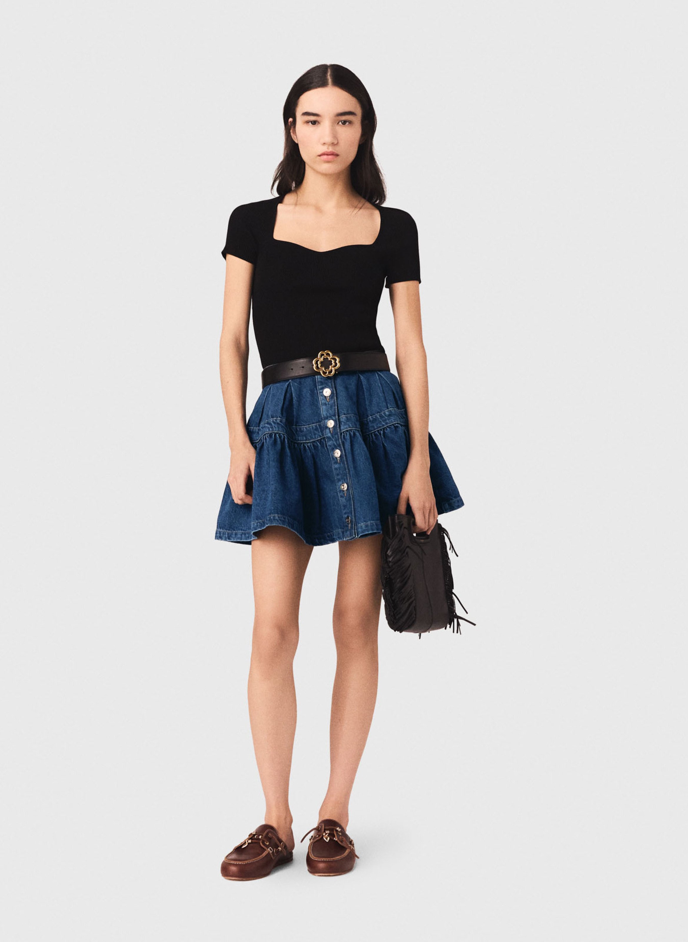 Top moulant en maille MAJE Noir