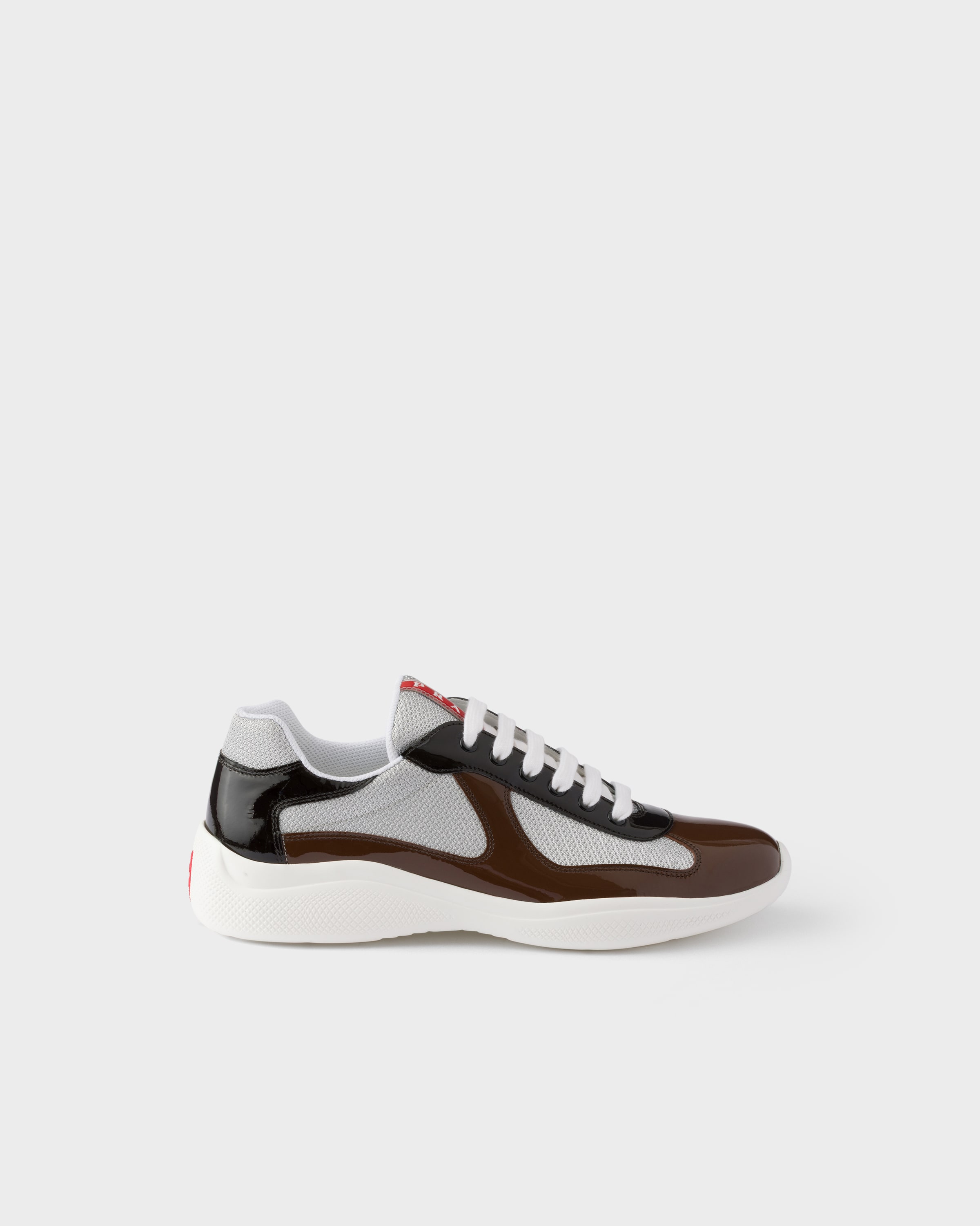 Sneakers prada america’s cup en cuir verni et tiss PRADA Marron