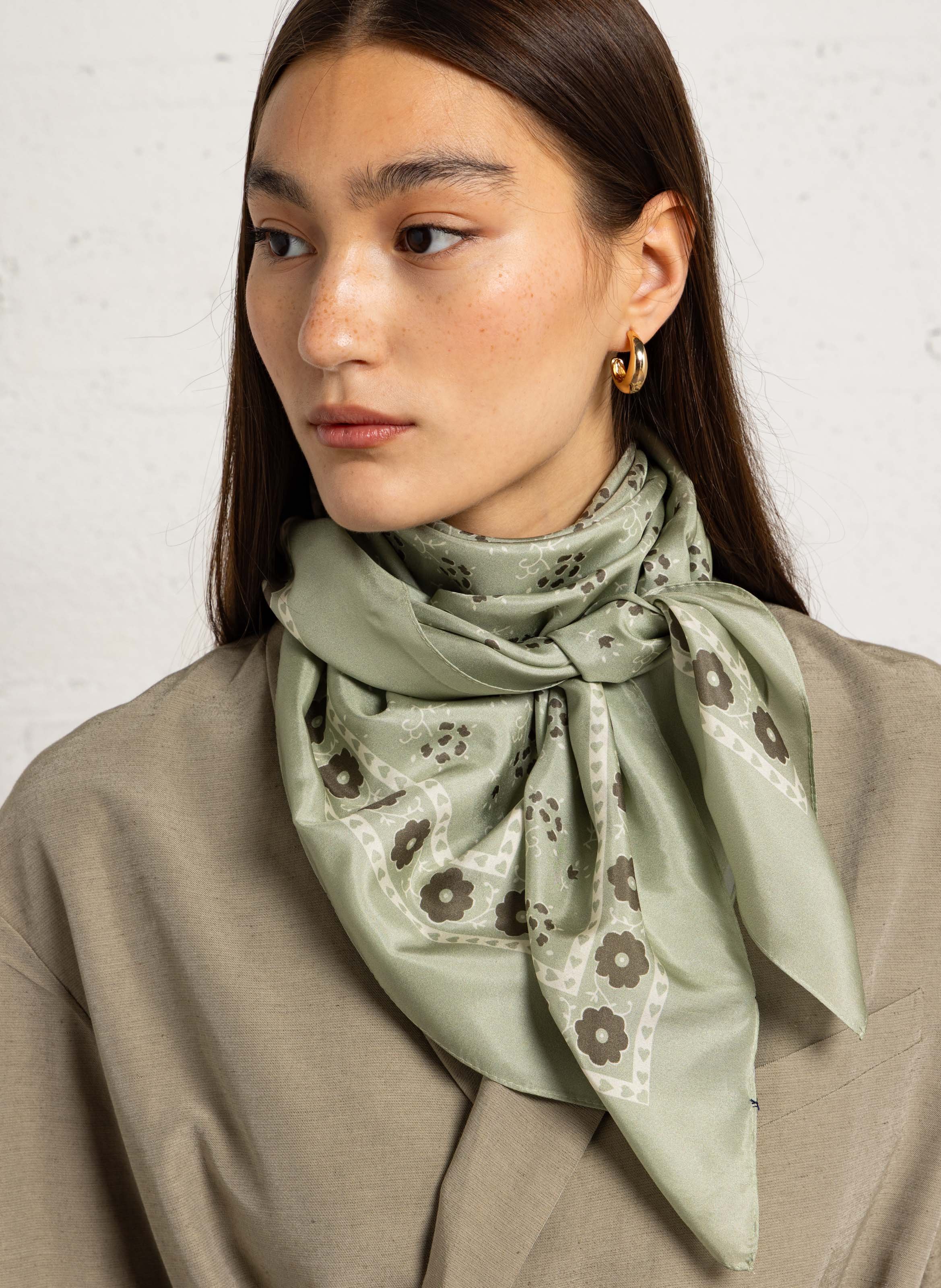 Foulard en soie imprimé SOEUR Vert