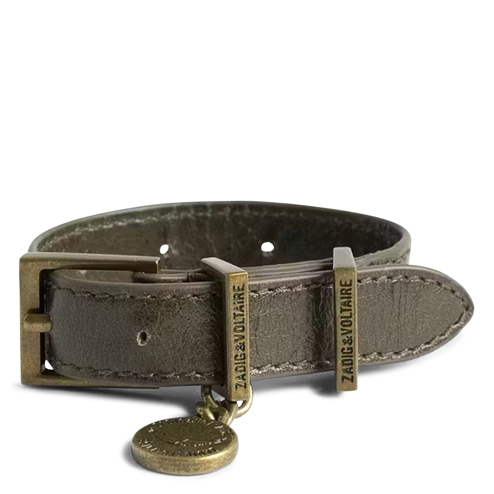 Armband van gepolijst leer met vintage zonne-effect. ZADIG&VOLTAIRE Groen