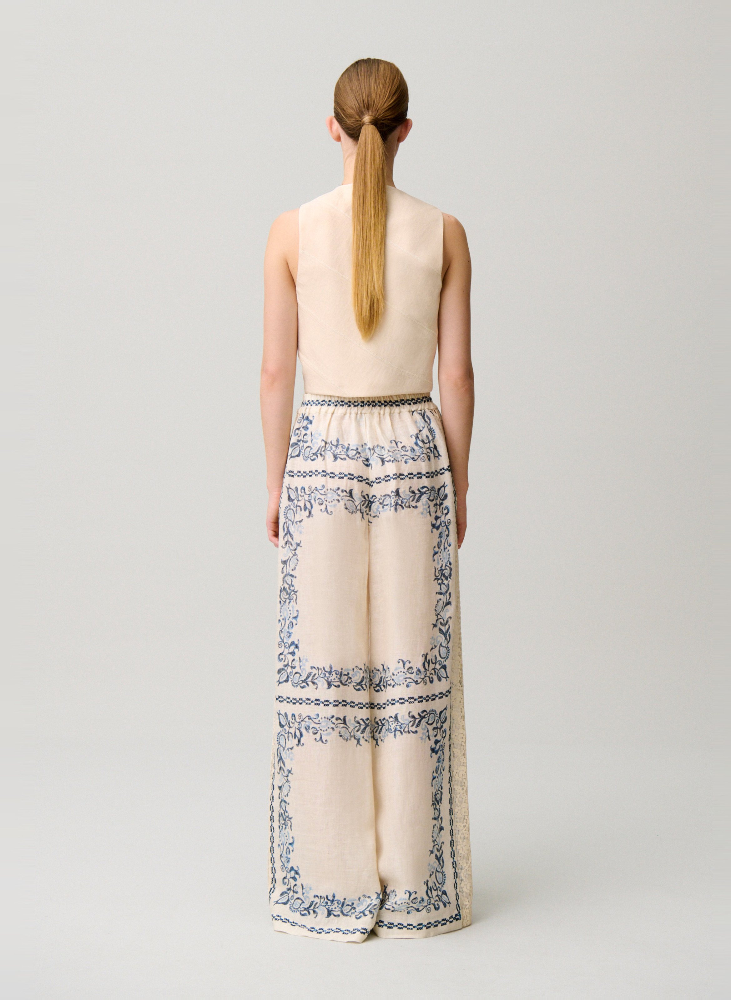 Pantalon large en lin CLAUDIE PIERLOT Multicolore